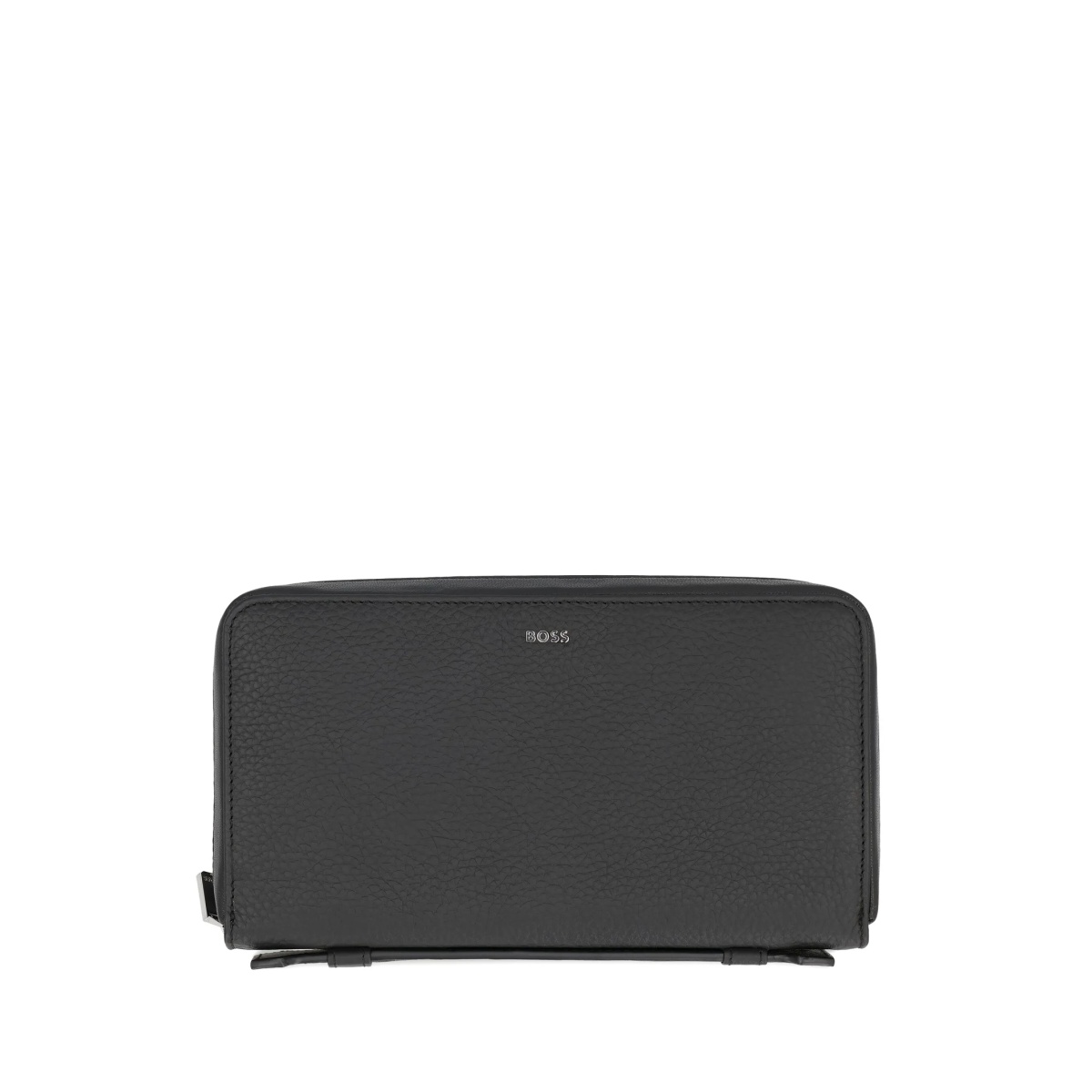 grained leather zip-around wallet