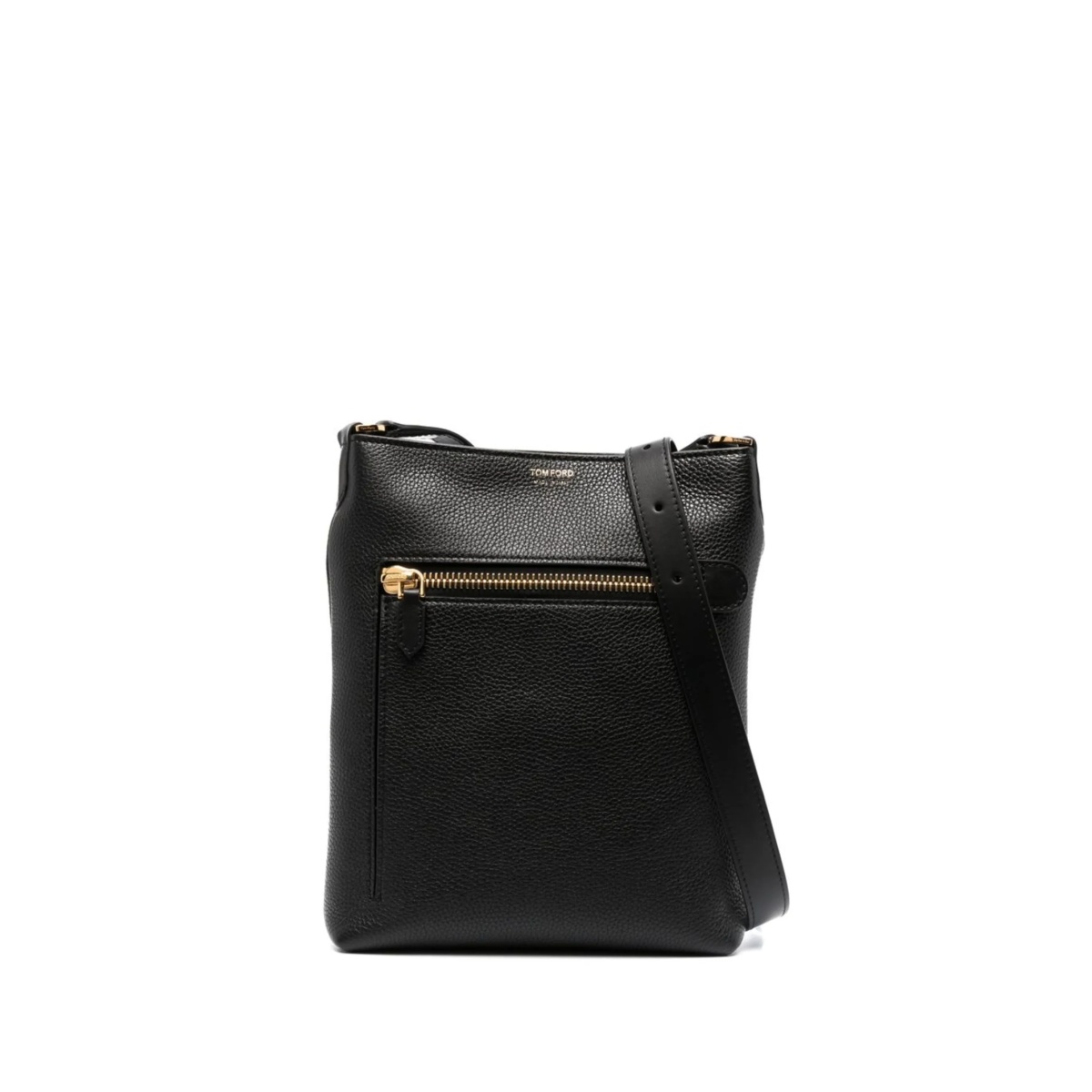 grained-texture logo messenger bag