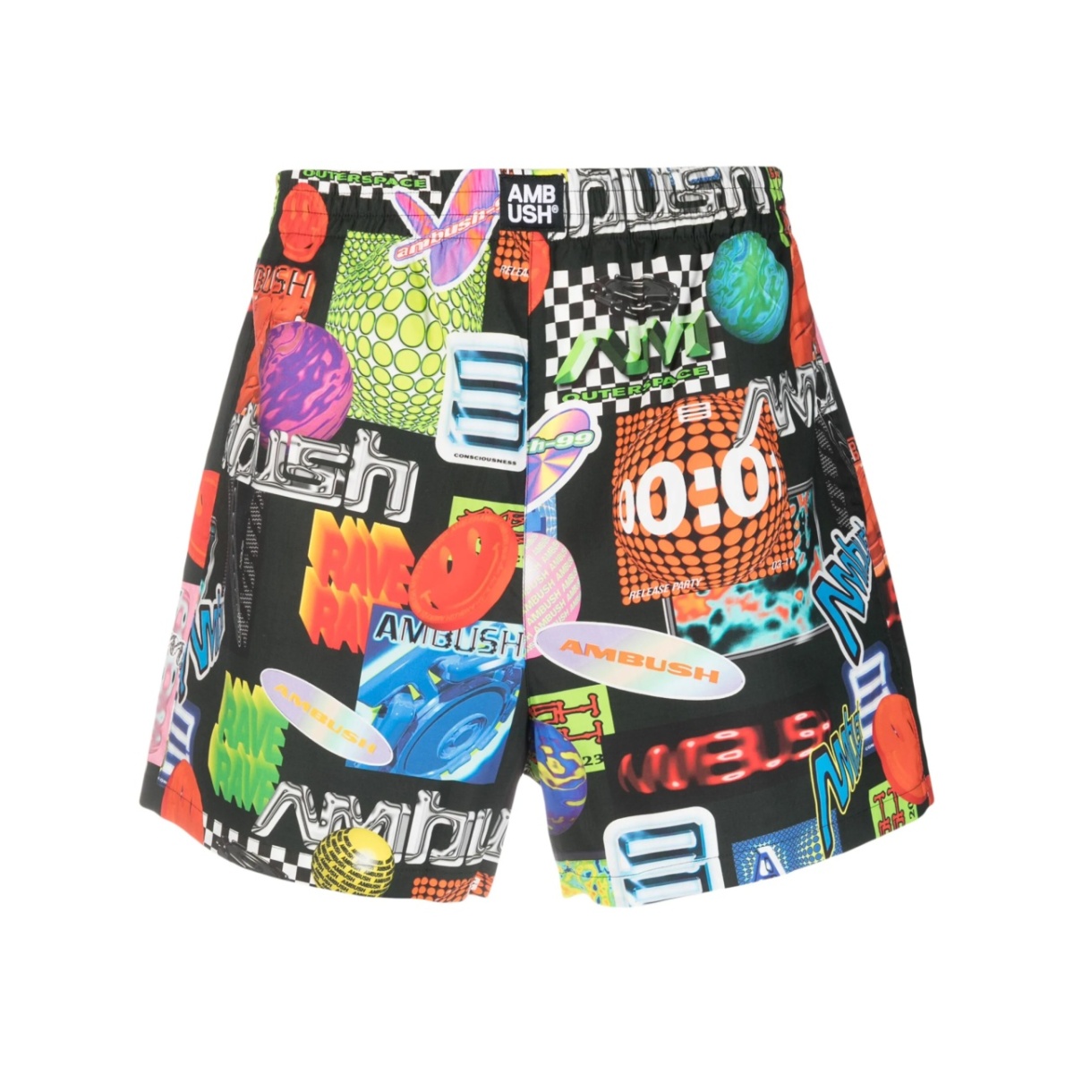 graphic-print elasticated-waistband shorts