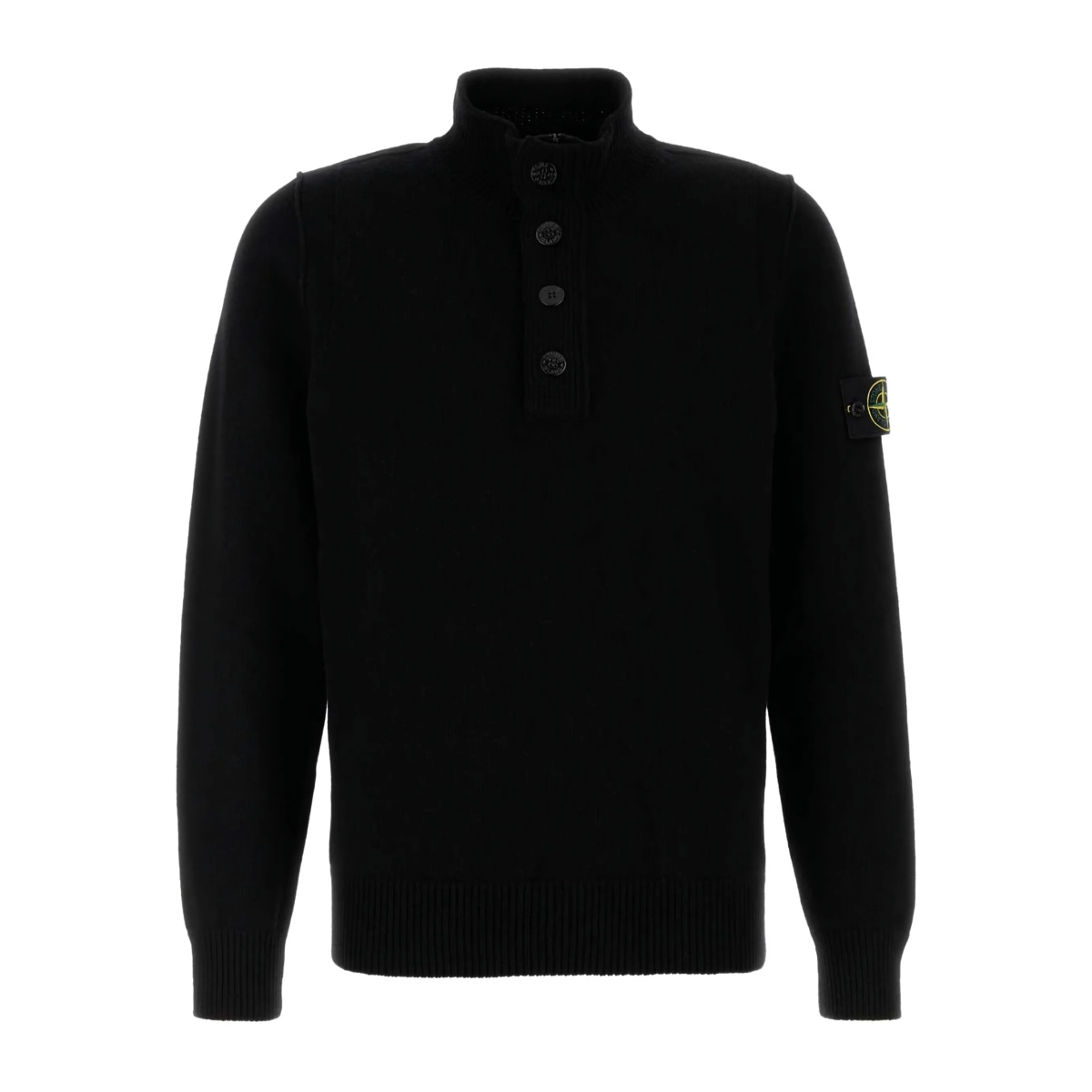 half-button standing-collar sweater