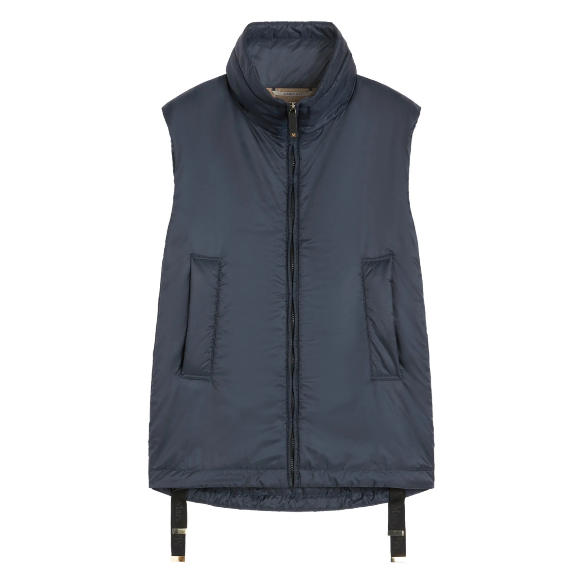 high-neck zip-front gilet