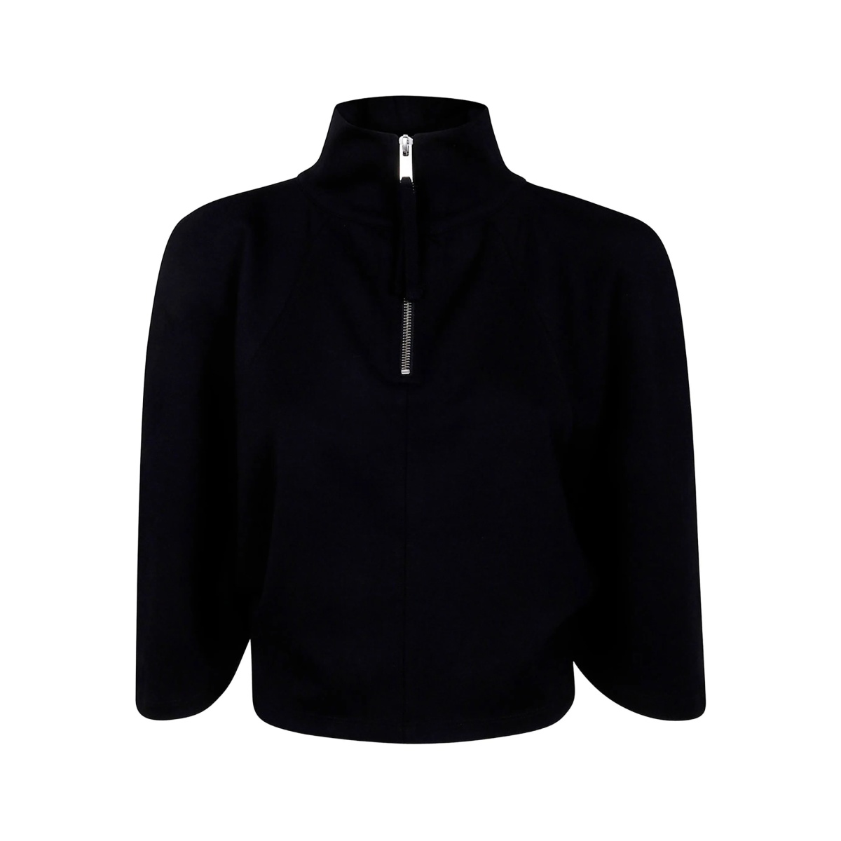 high-neck zip-front top