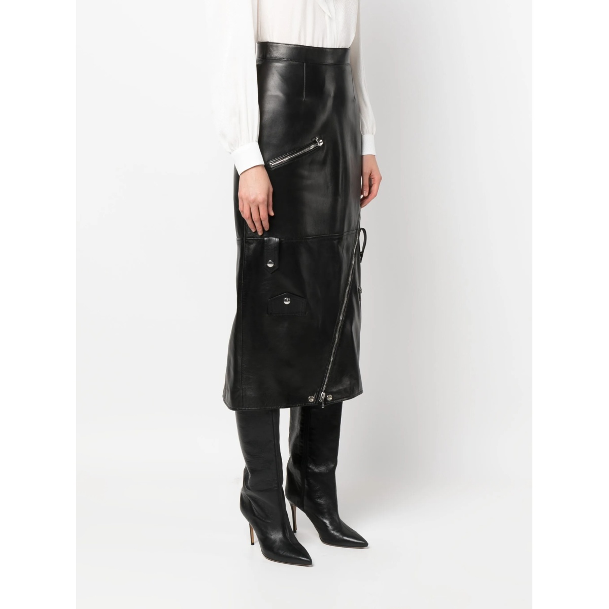 high-waisted polished-finish skirt - Img 3