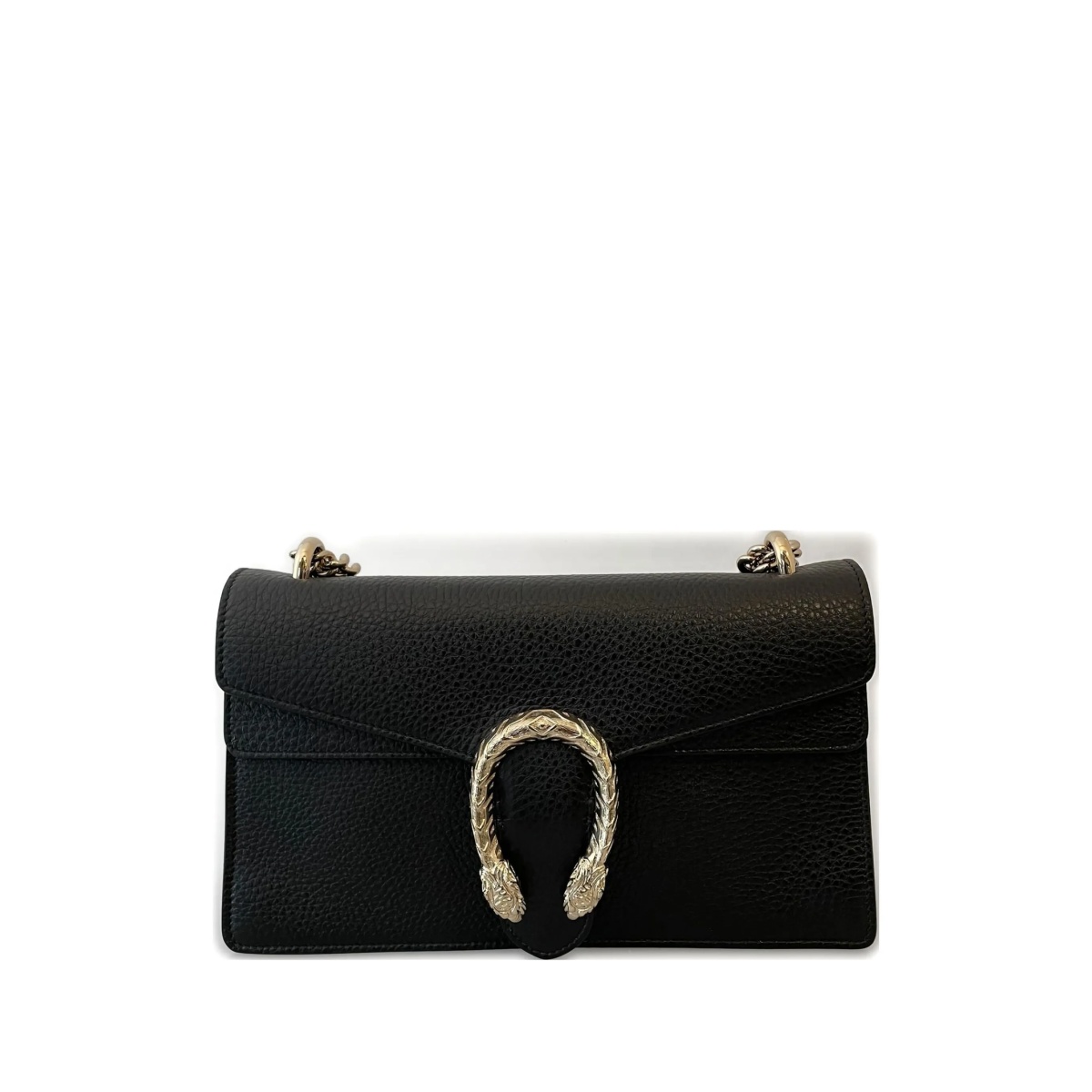 horsebit textured leather shoulder bag