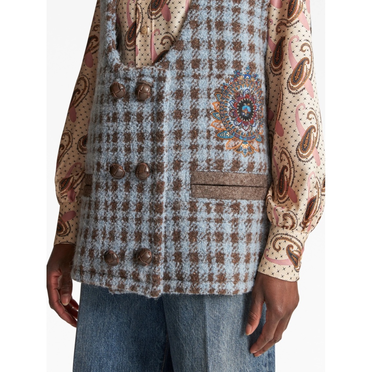 houndstooth embroidered gilet - Img 5