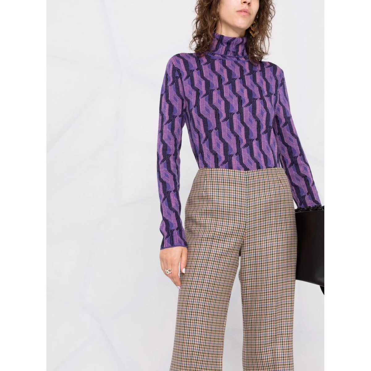 houndstooth-pattern flared trousers - Img 5