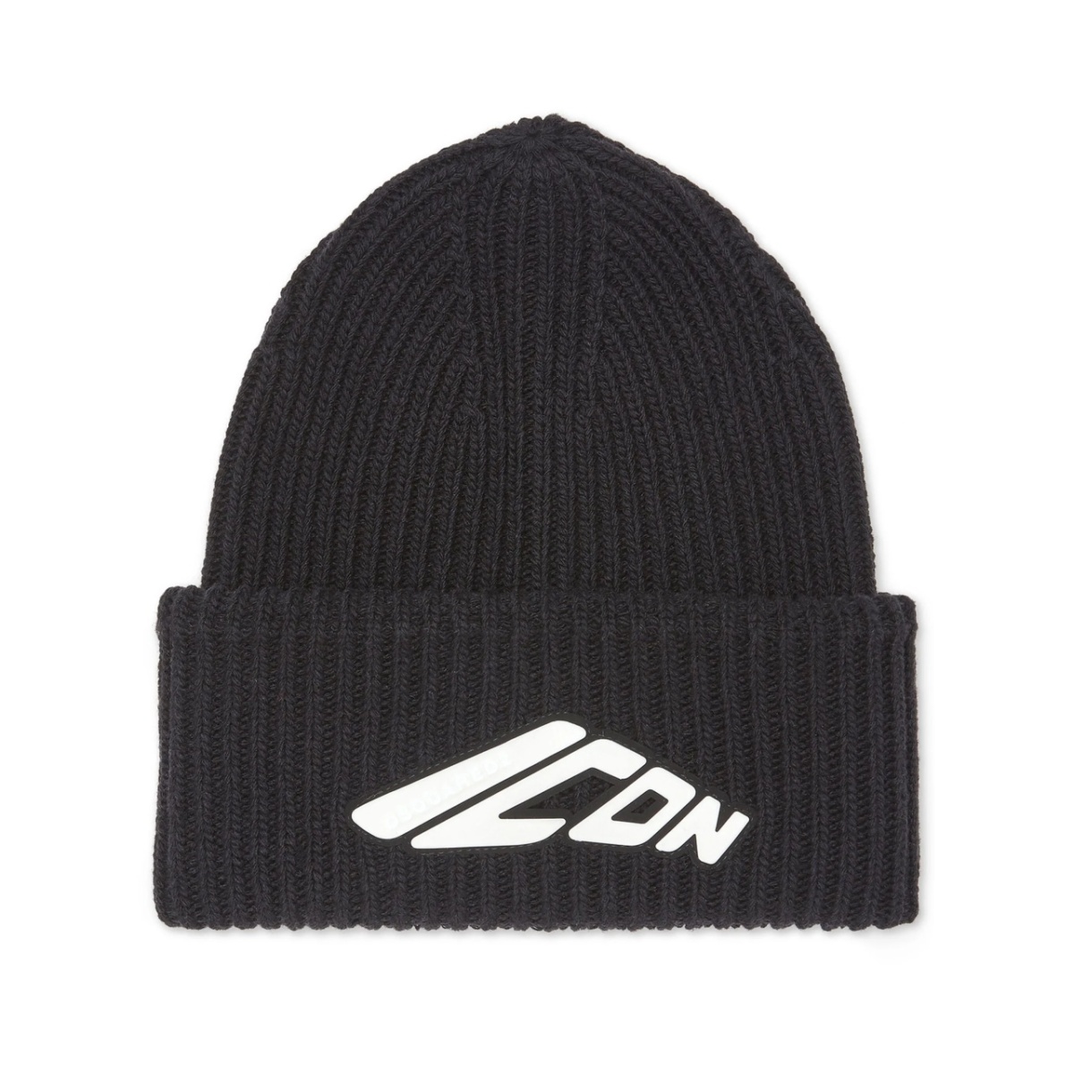 Icon-appliqué knitted beanie