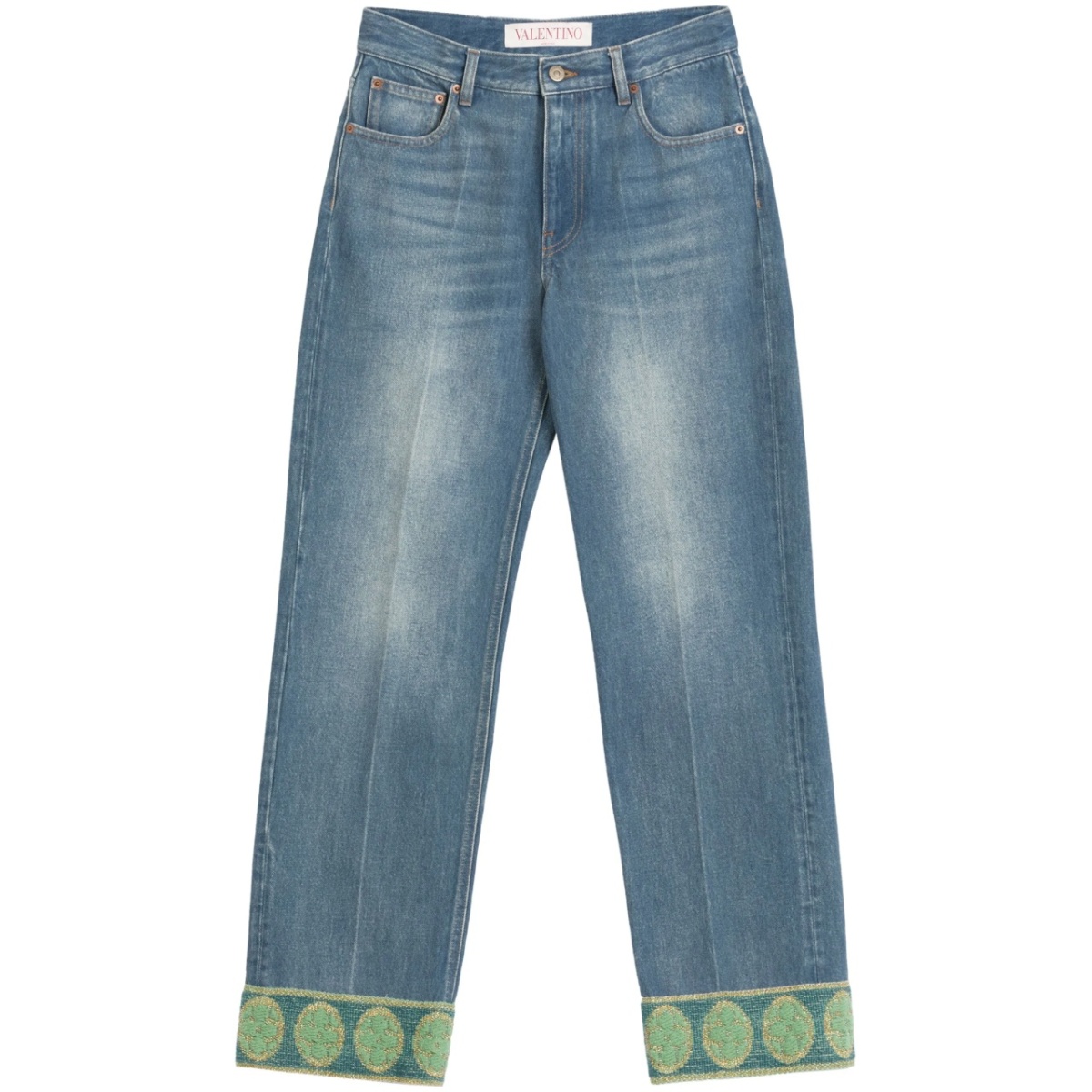 jacquard-trim jeans