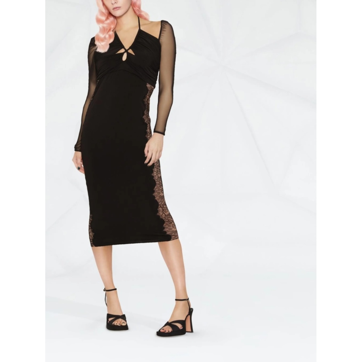 lace-trim midi dress - Img 2