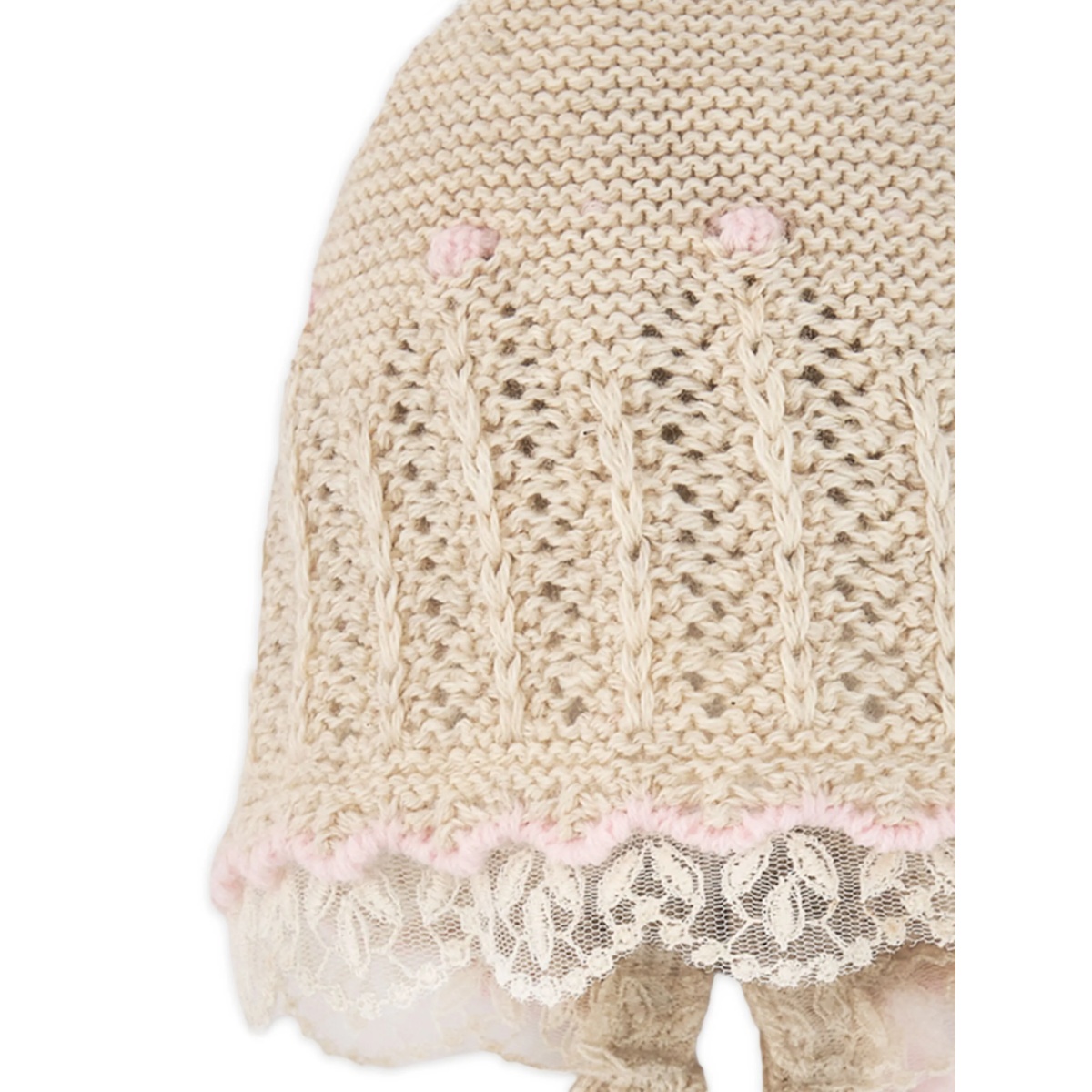lace-trimmed knitted bonnet - Img 3