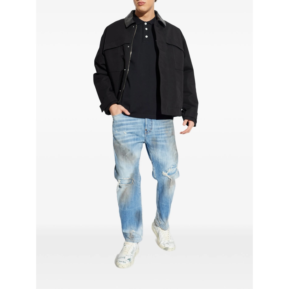leather collar jacket - Img 2