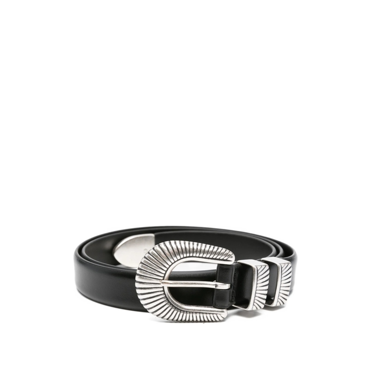 leather shell-buckle belt