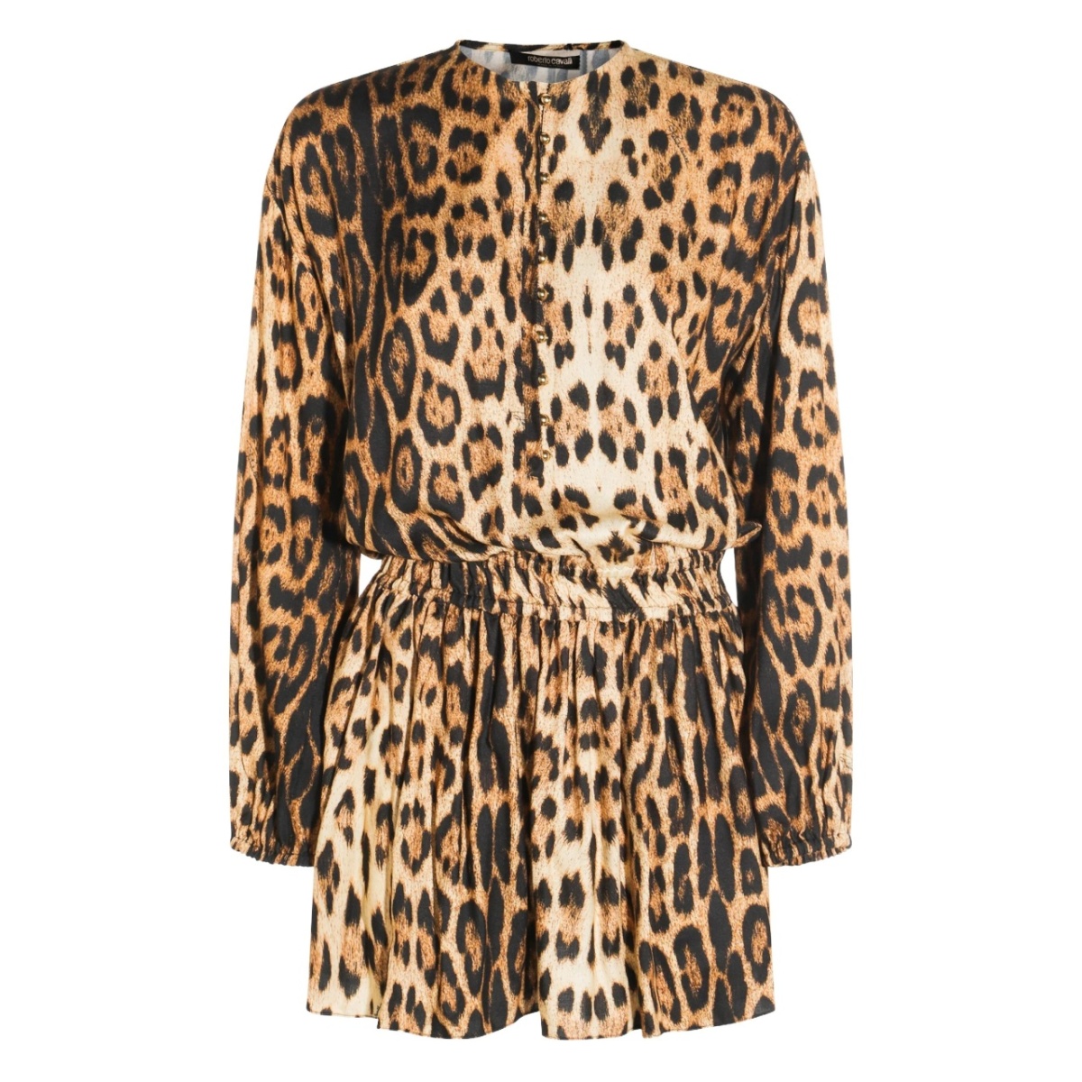 leopard-print long-sleeve dress