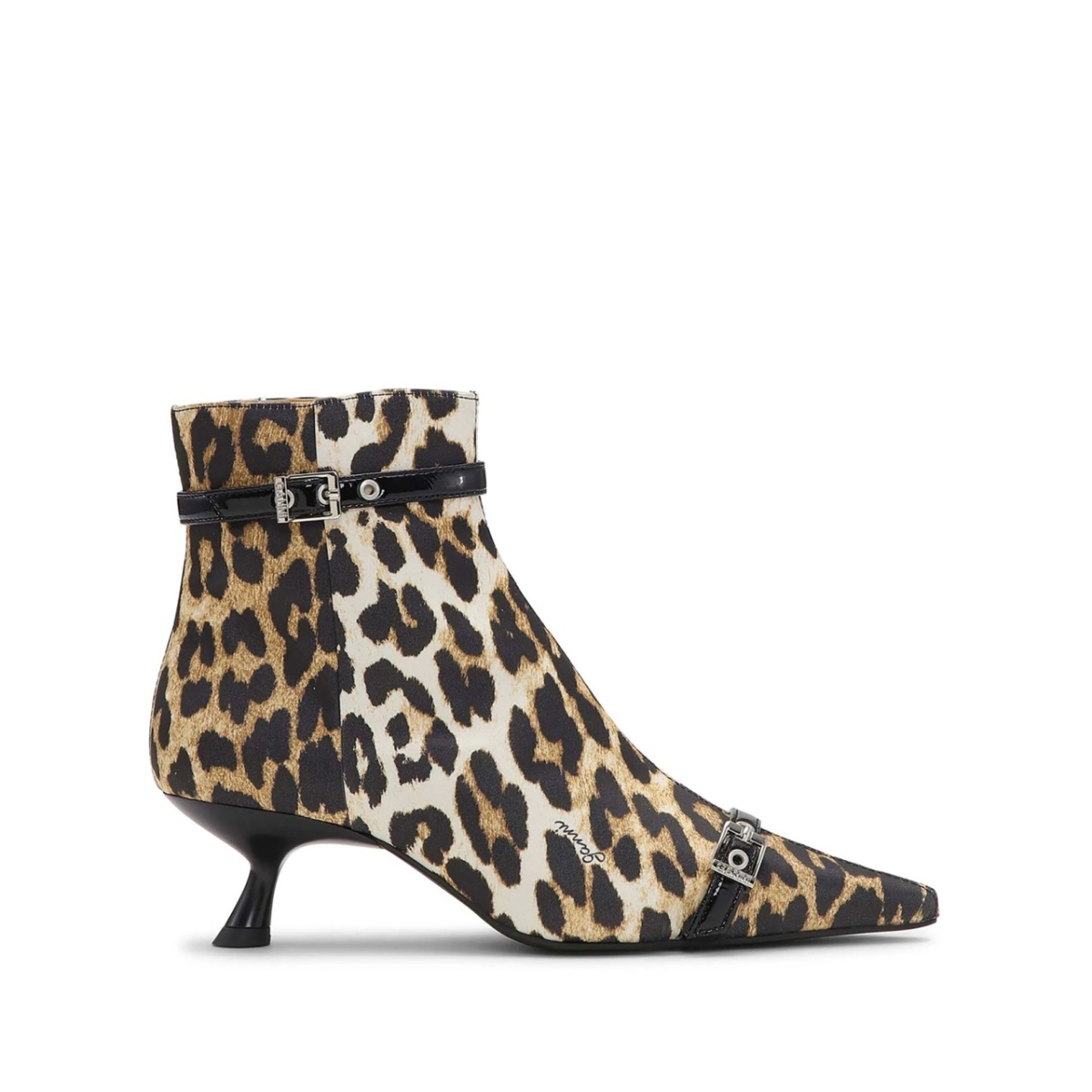 leopard-print satin ankle boots