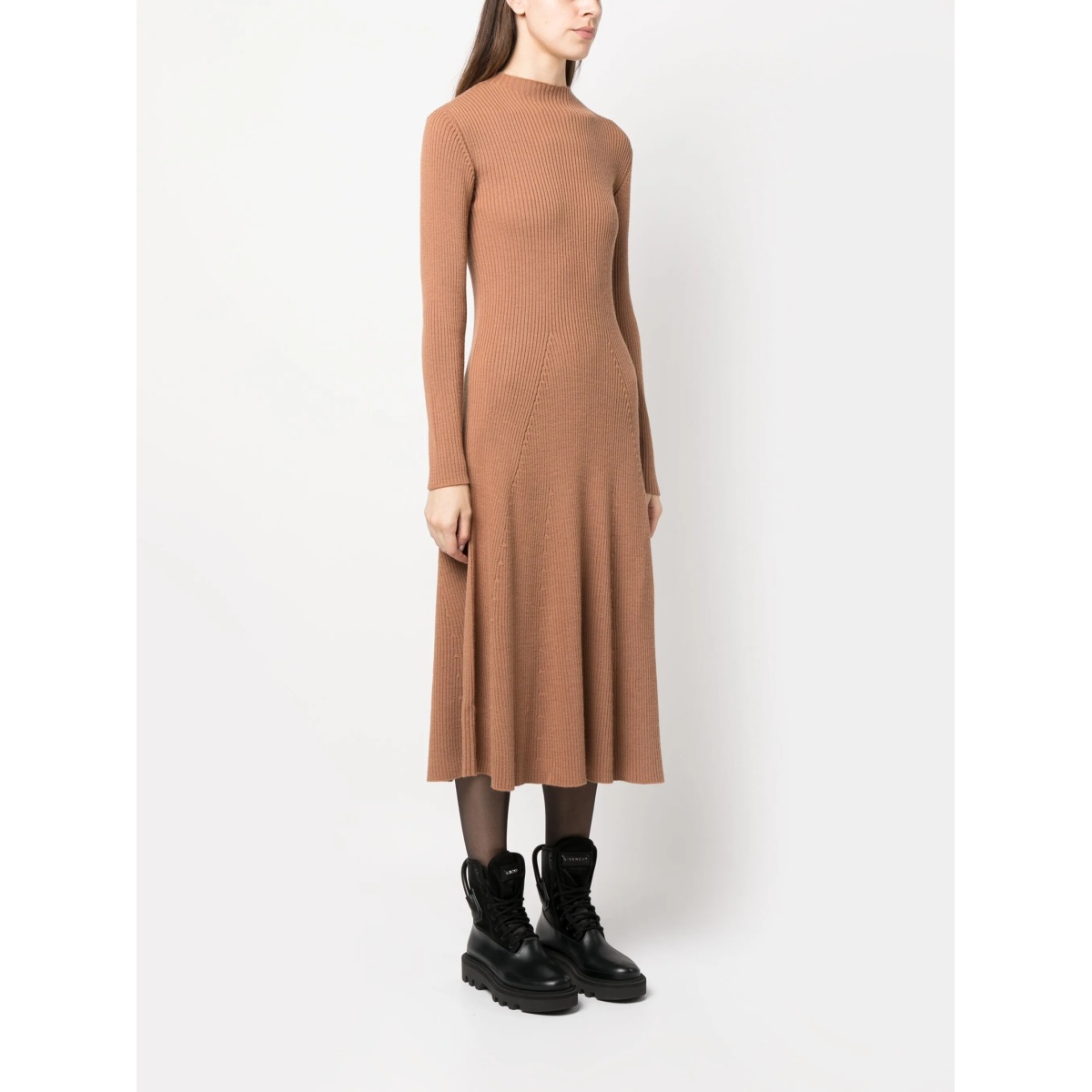 logo-appliqué wool-blend dress - Img 3