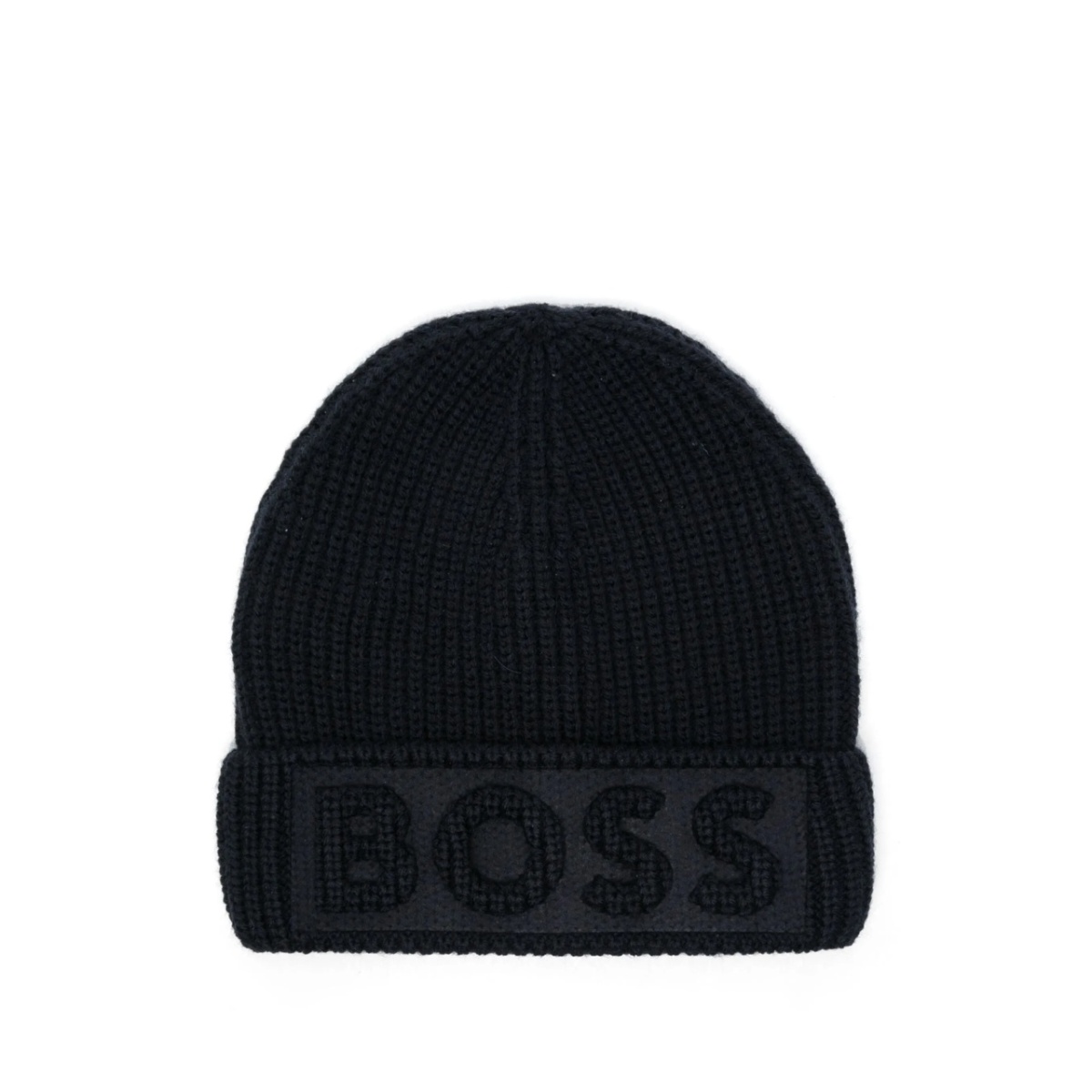 logo-embossed beanie hat