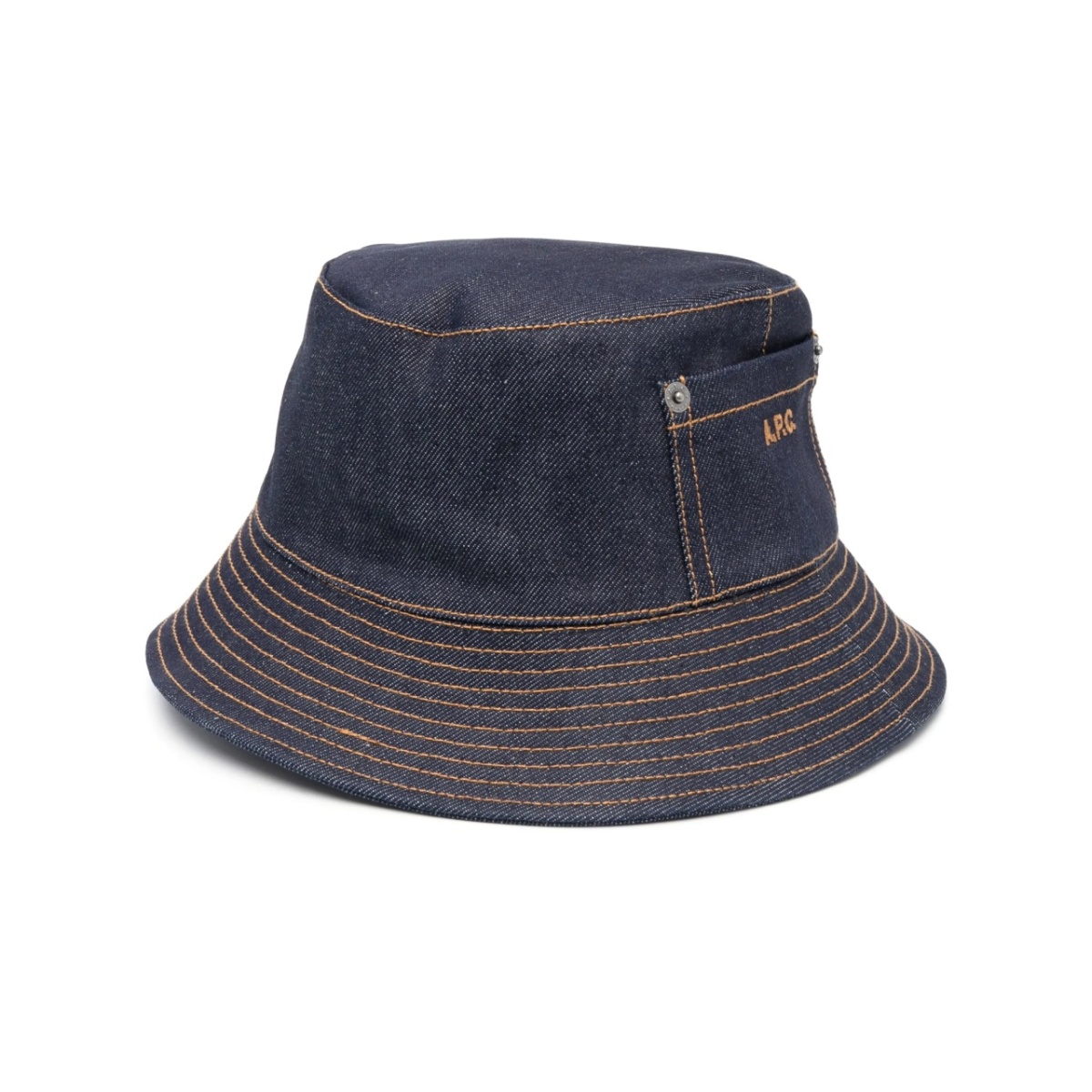 logo-embroidered denim bucket hat