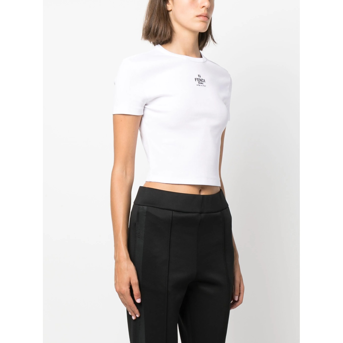 logo-embroidered ribbed T-shirt - Img 3