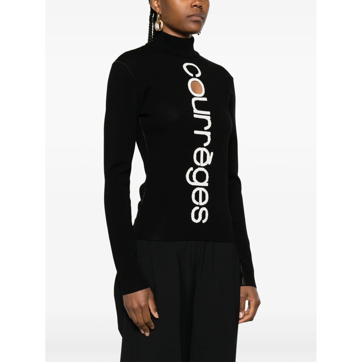 logo-intarsia cut-out jumper - Img 3