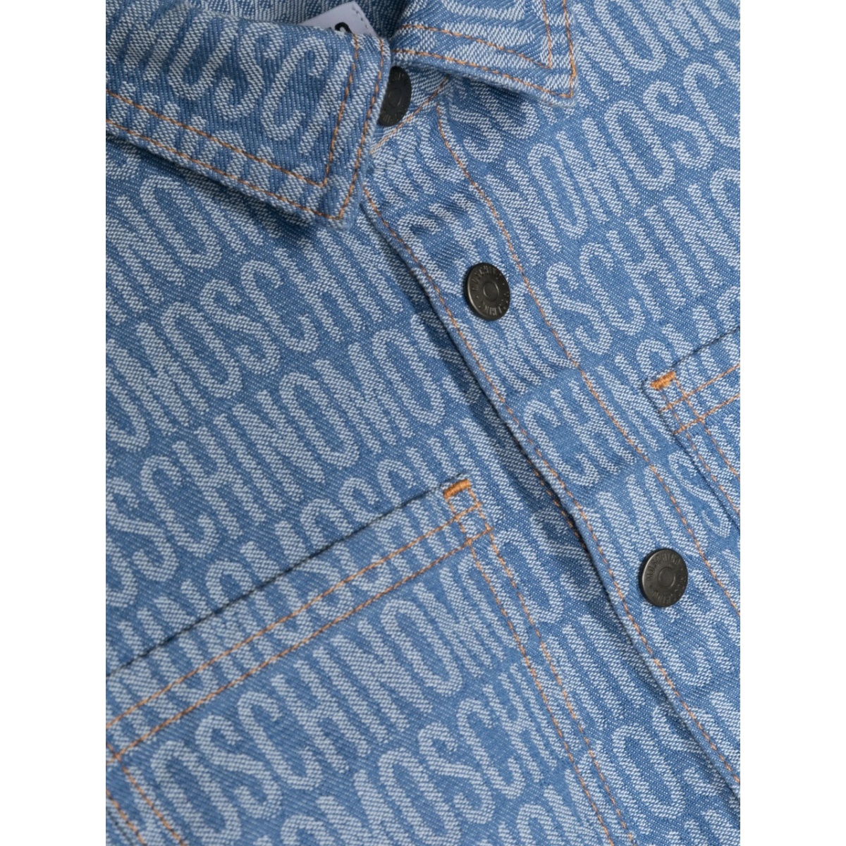 logo-jacquard denim shirt - Img 3
