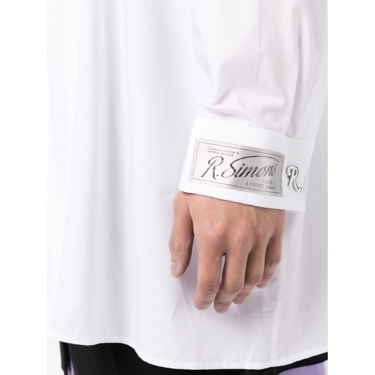 logo-patch button-up shirt - Img 5