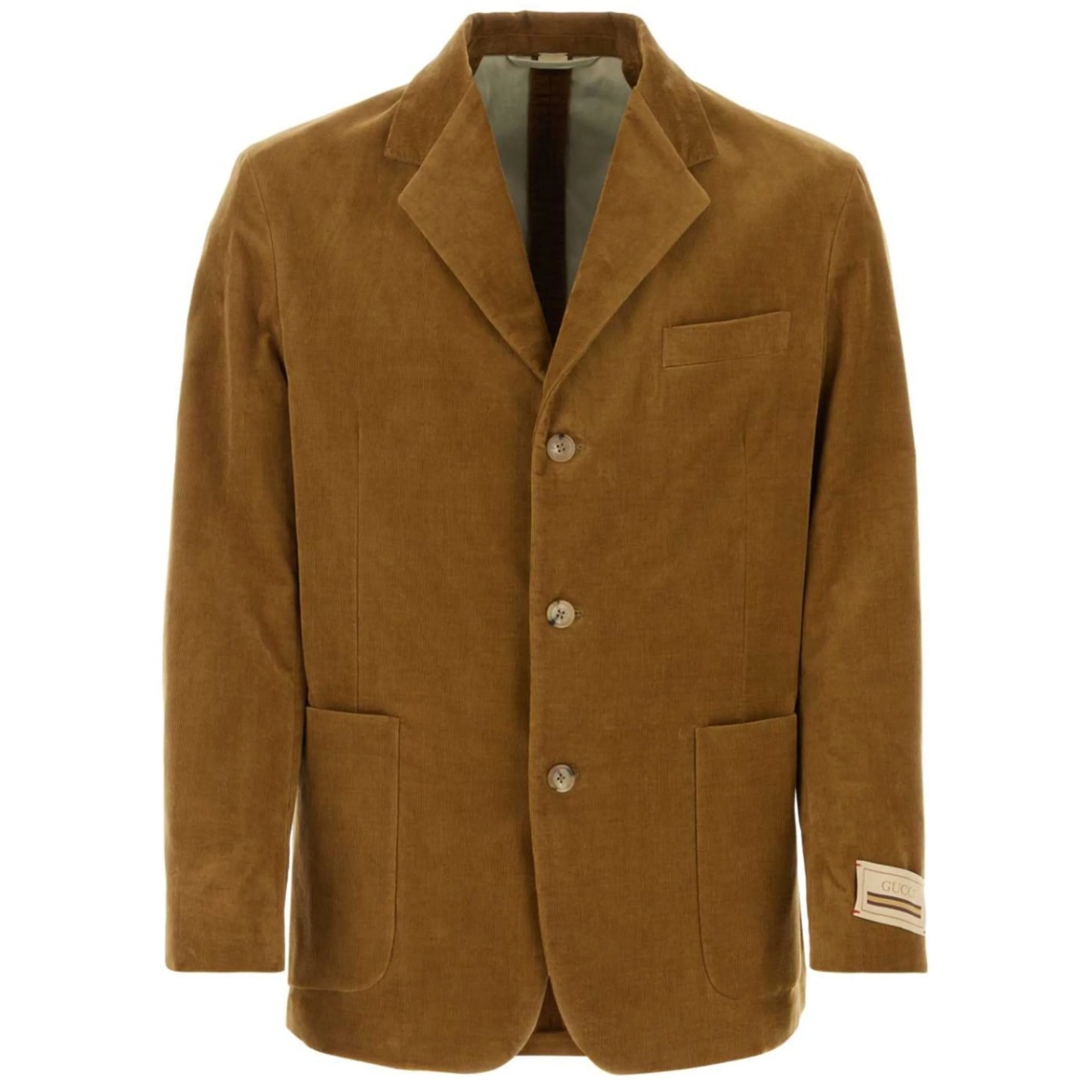 logo-patch corduroy blazer