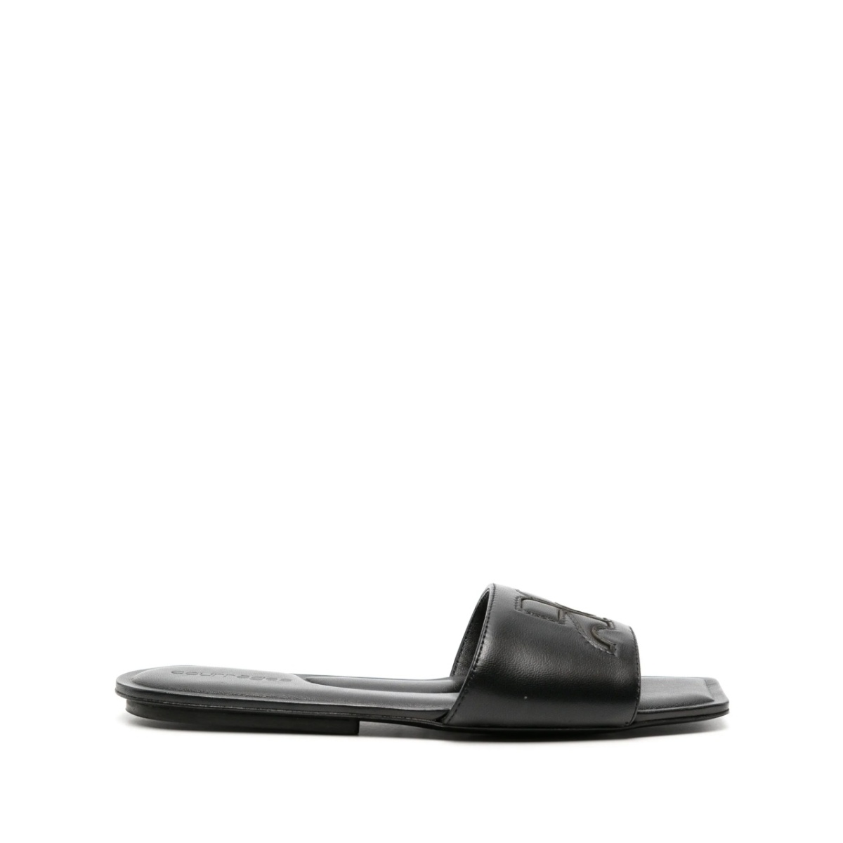 logo-patch leather slides