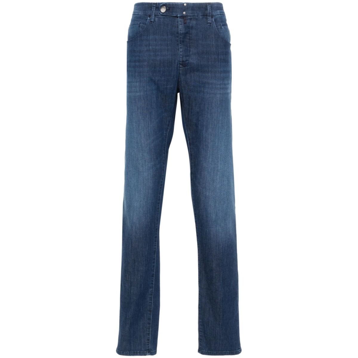 logo-patch tapered jeans