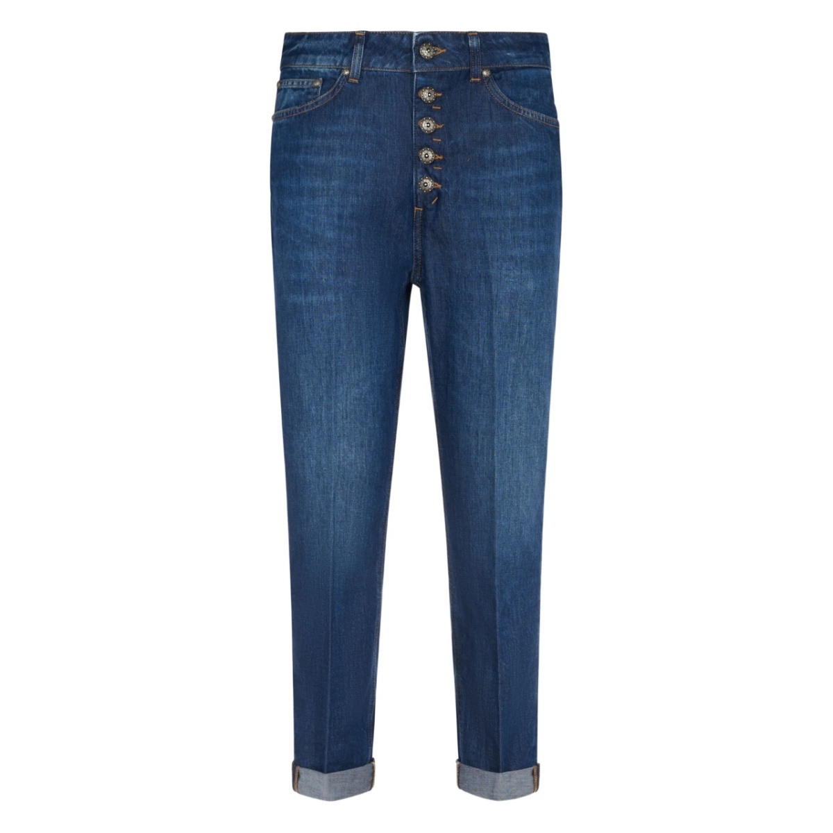 logo-patch tapered jeans