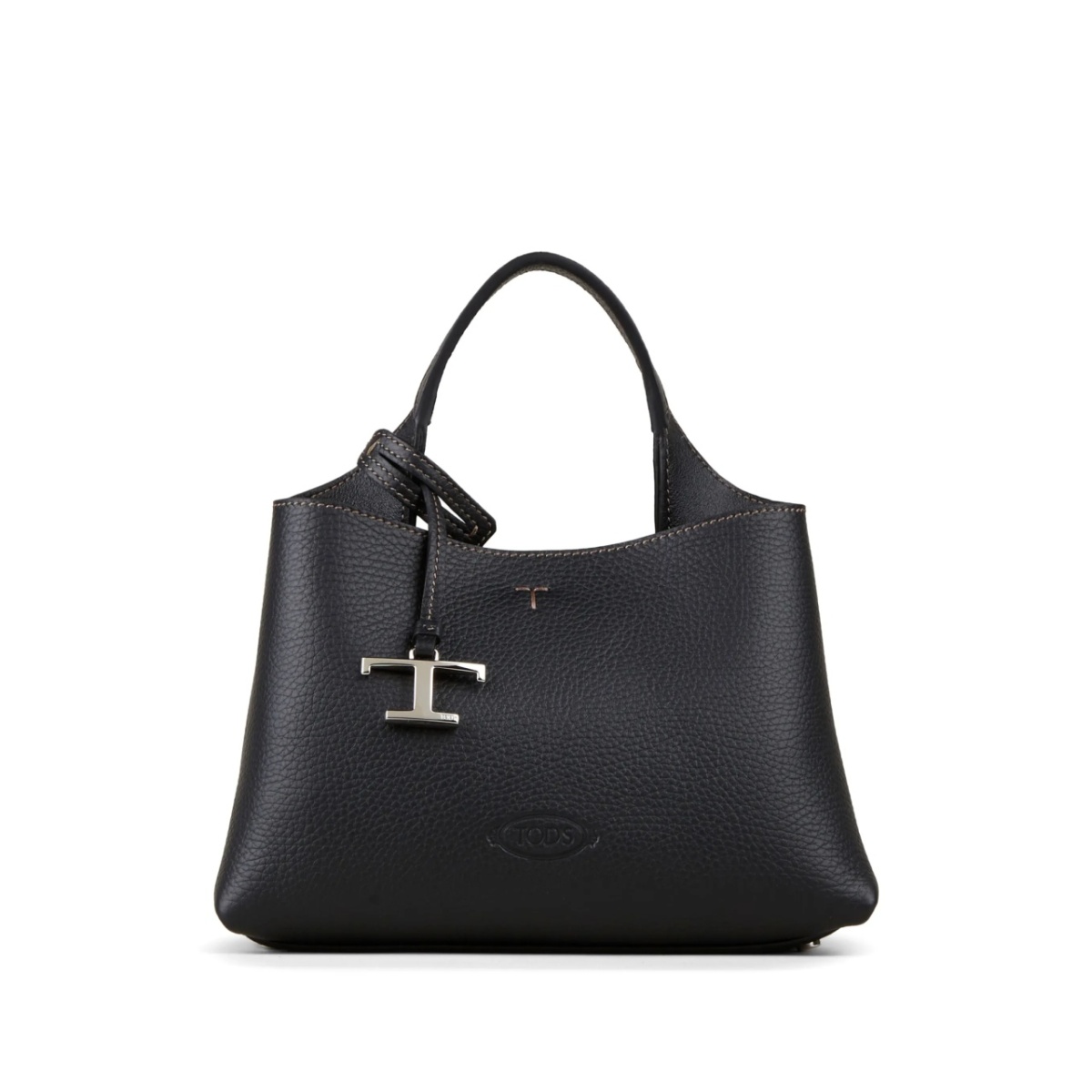 logo-pendant leather tote bag
