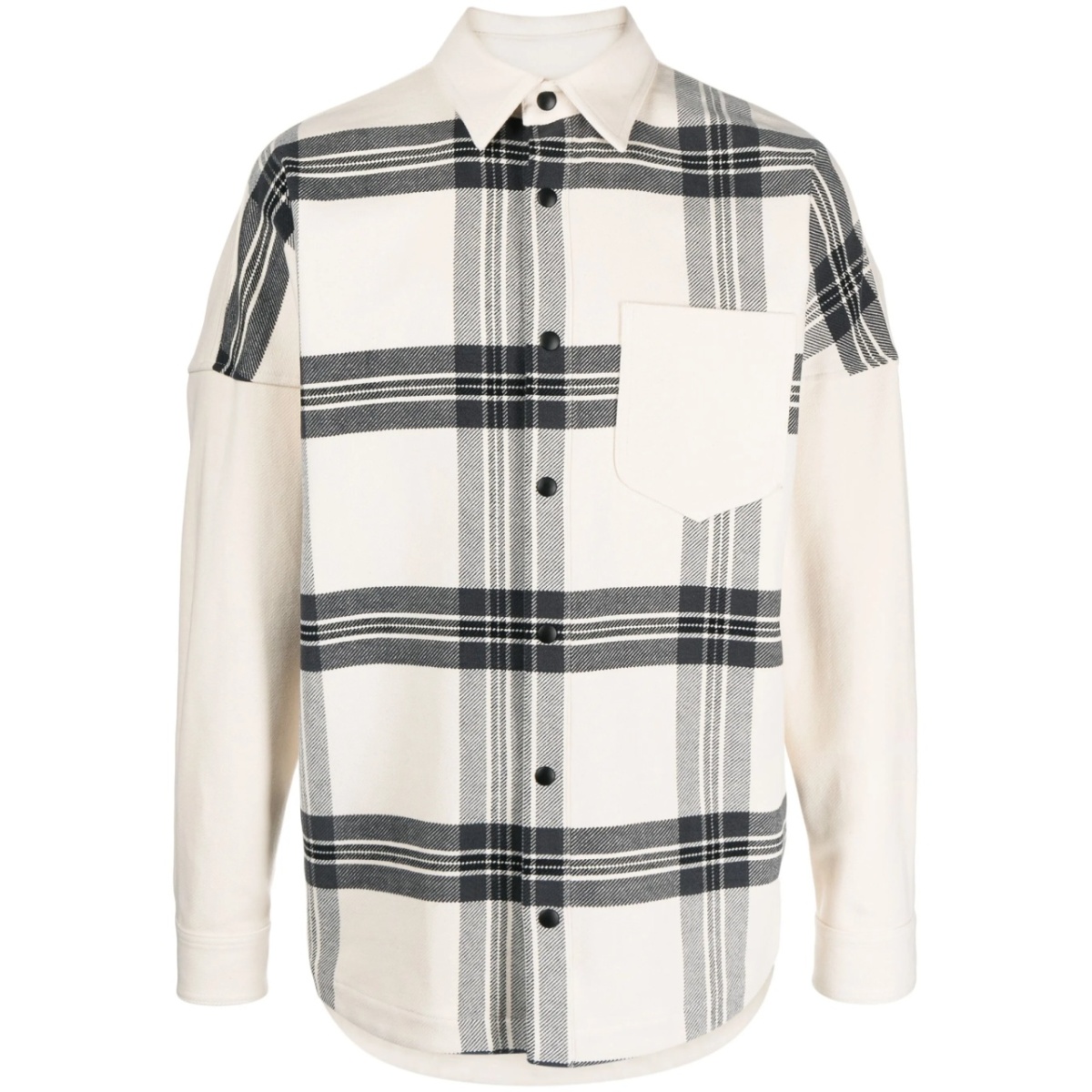 logo-print checked overshirt
