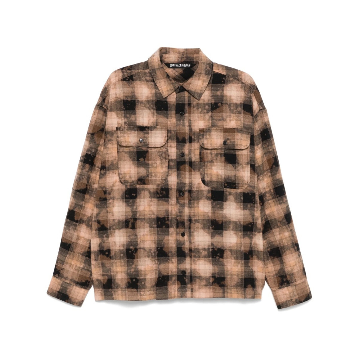 logo-print checked shirt