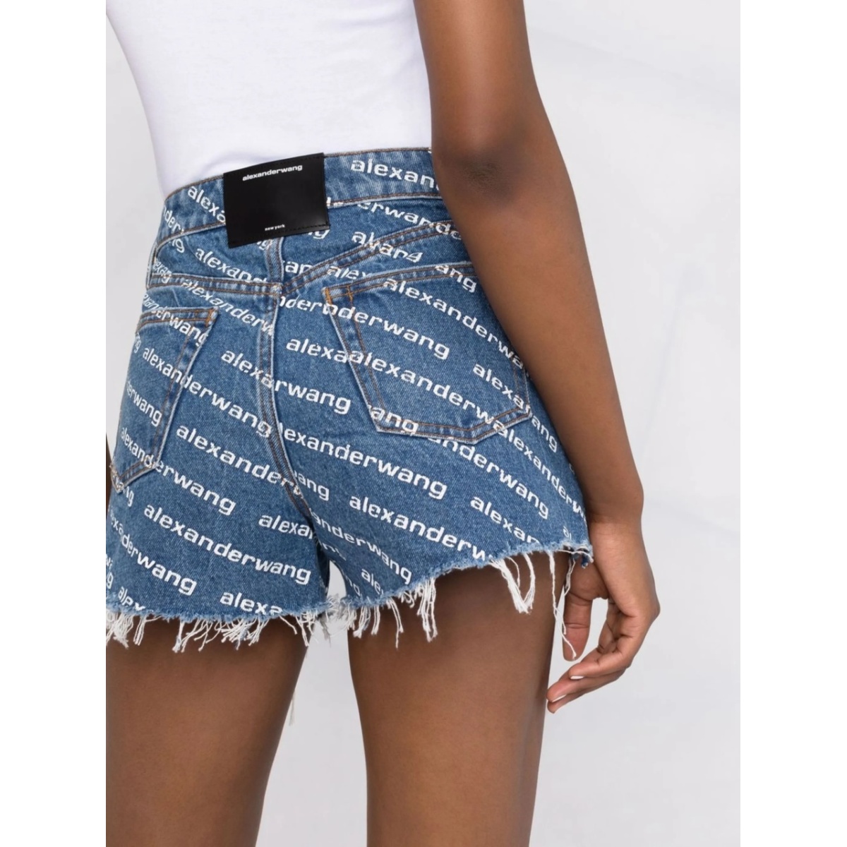 logo-print denim shorts - Img 5