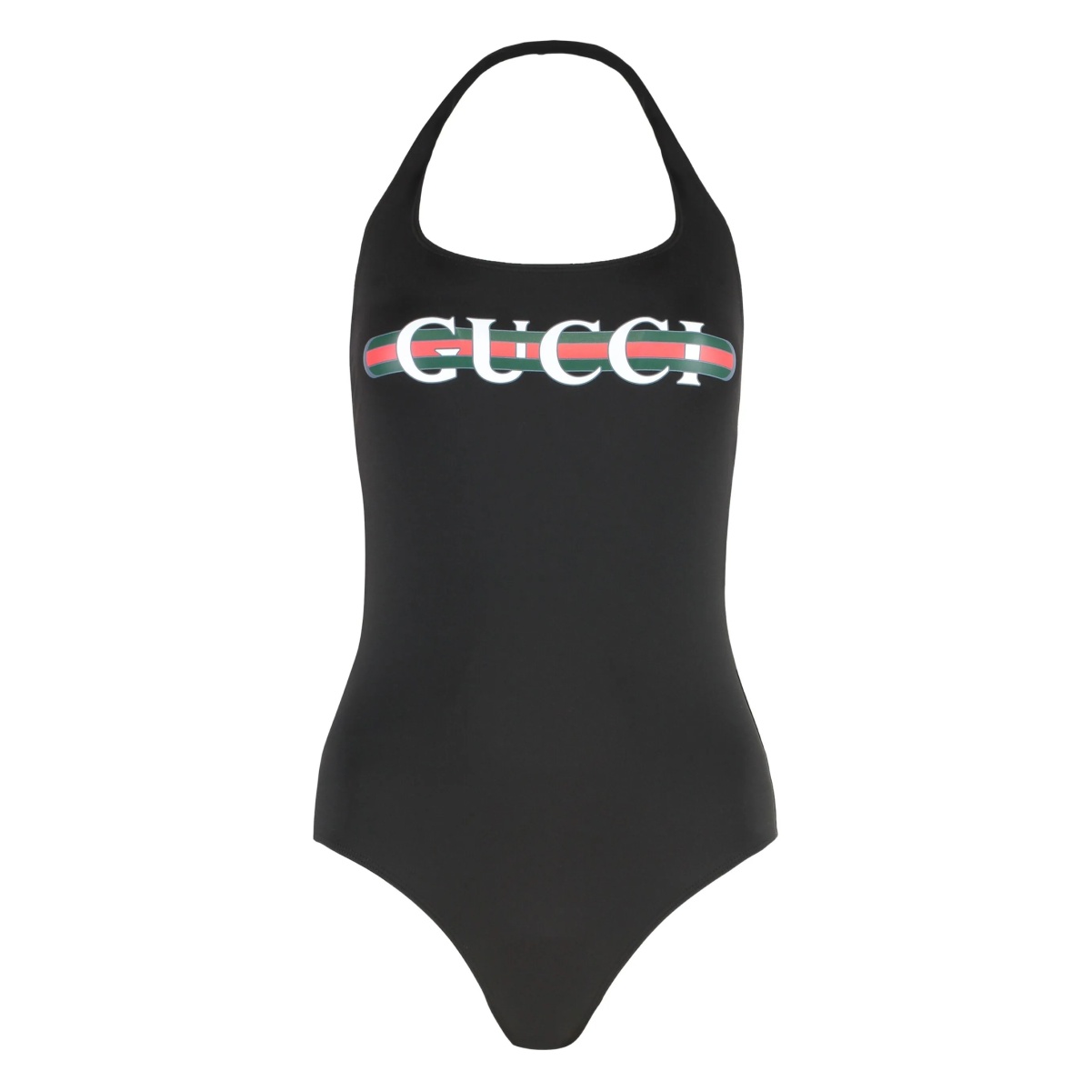 logo-print halter swimsuit