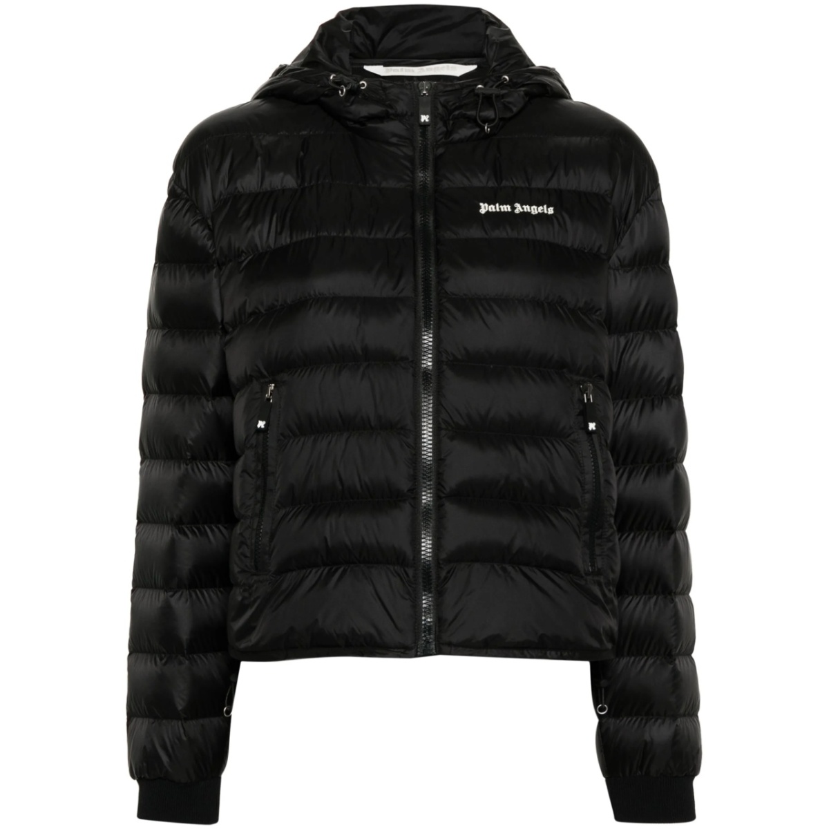 logo-print hooded down jacket