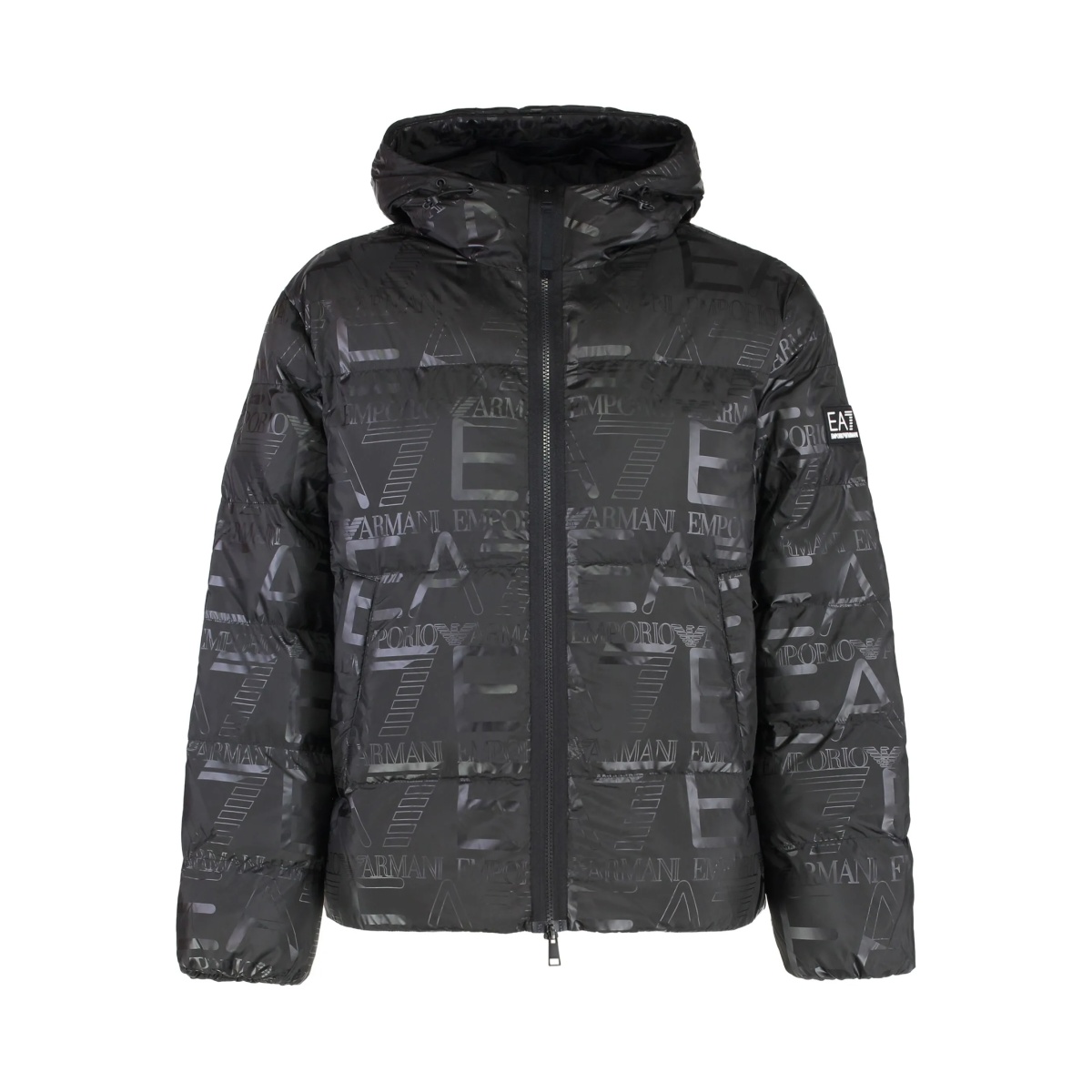 logo-print hooded down jacket