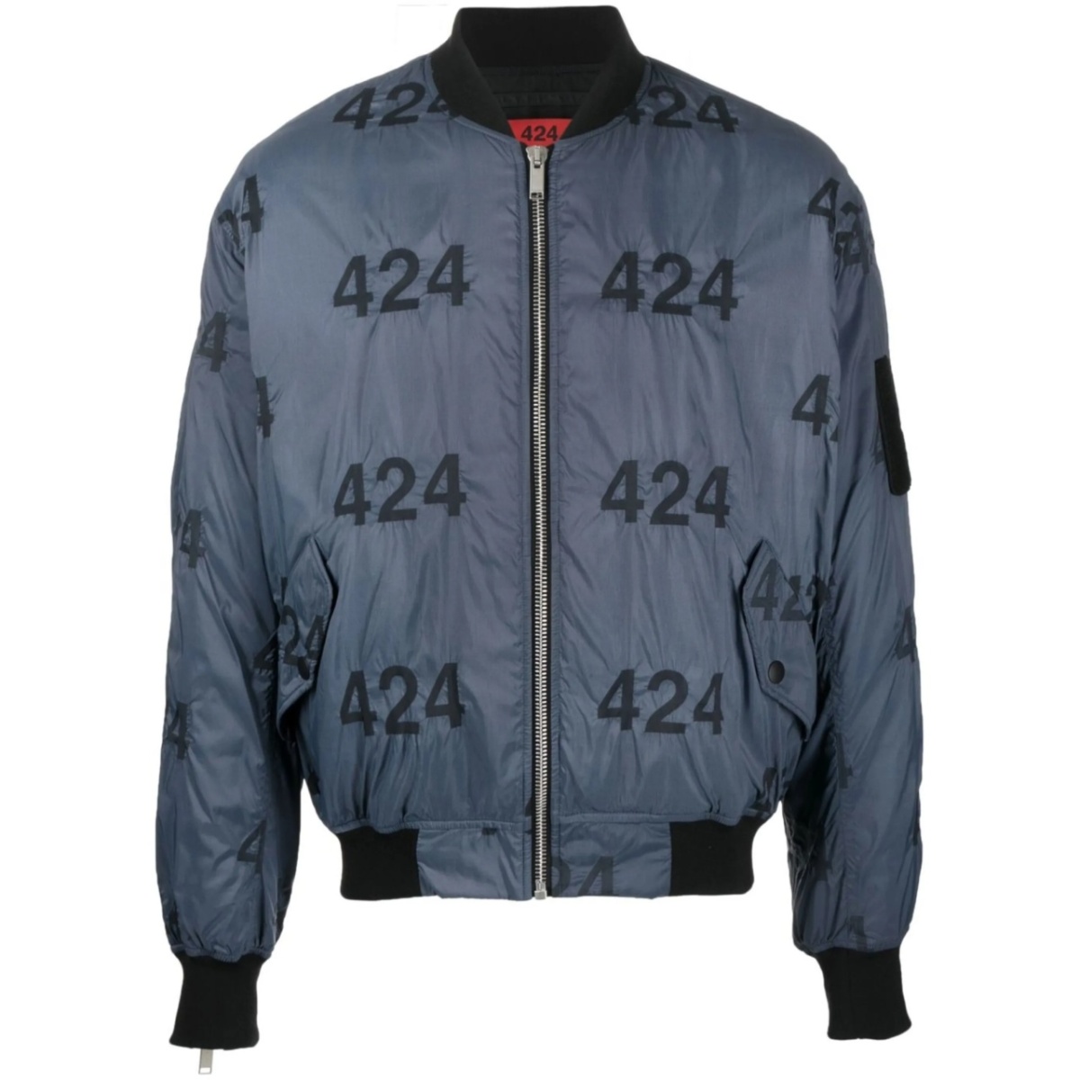logo-print quilted bomber jacket