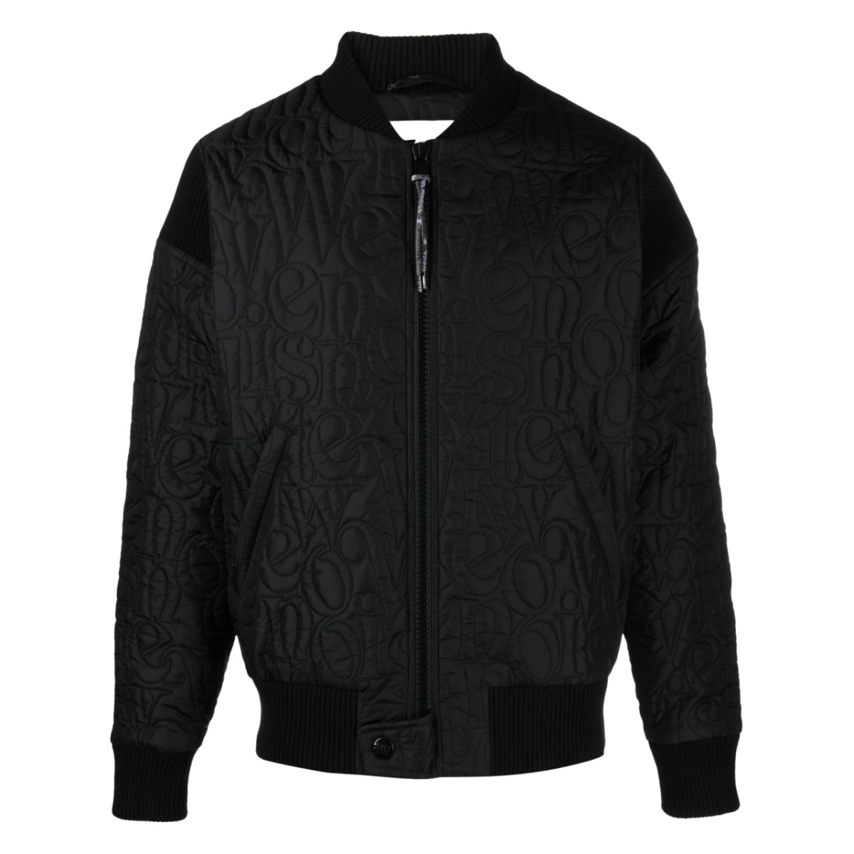 logo-stitch quilted bomber jacket