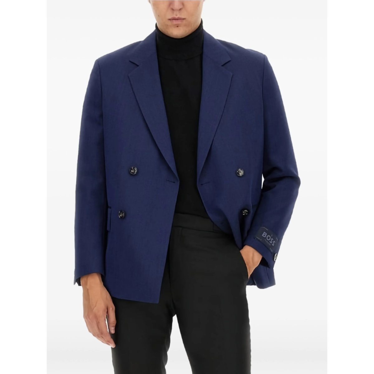 logo-tab wool blazer