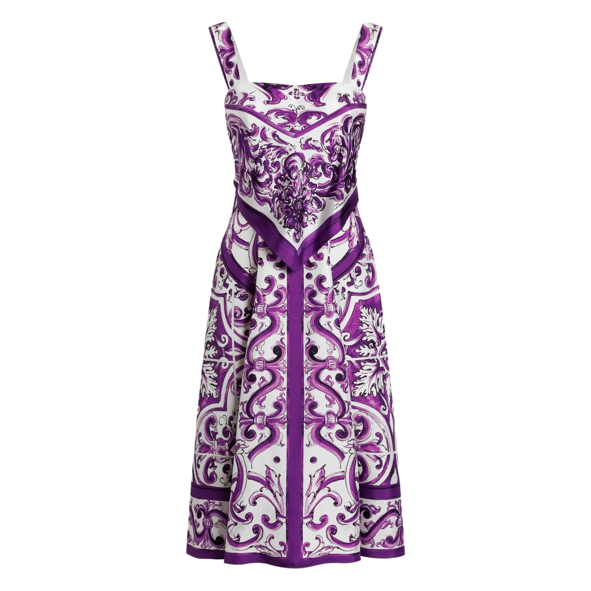 Majolica-print midi dress