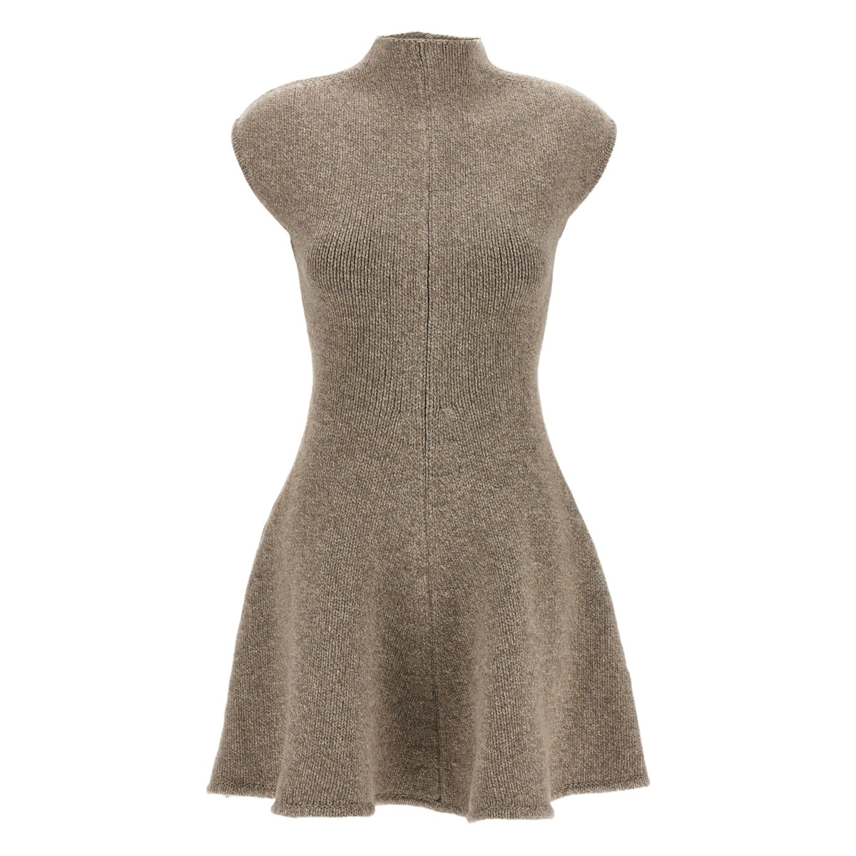 Marled high-neck flared mini dress