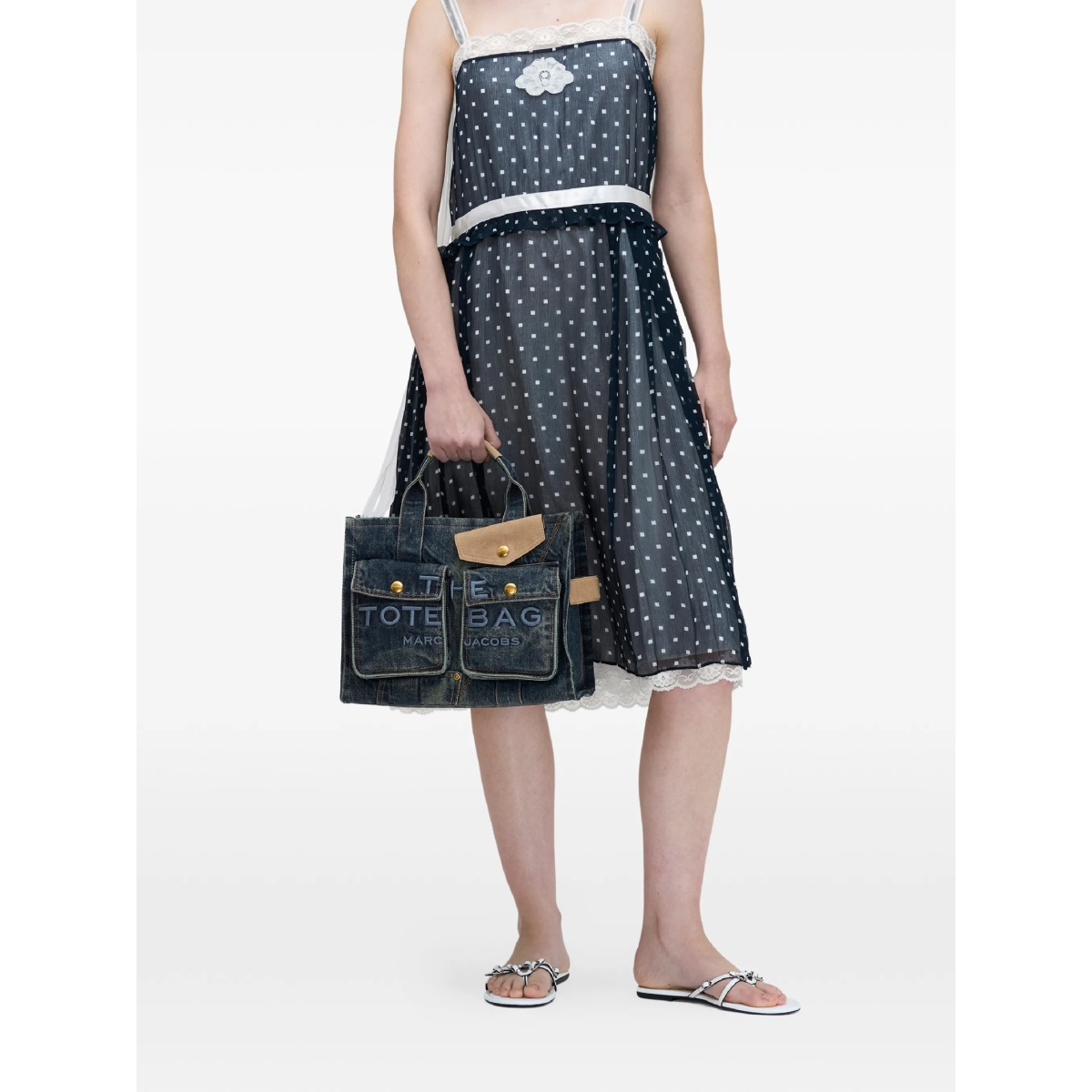 medium The Denim suede-pocket tote bag - Img 3