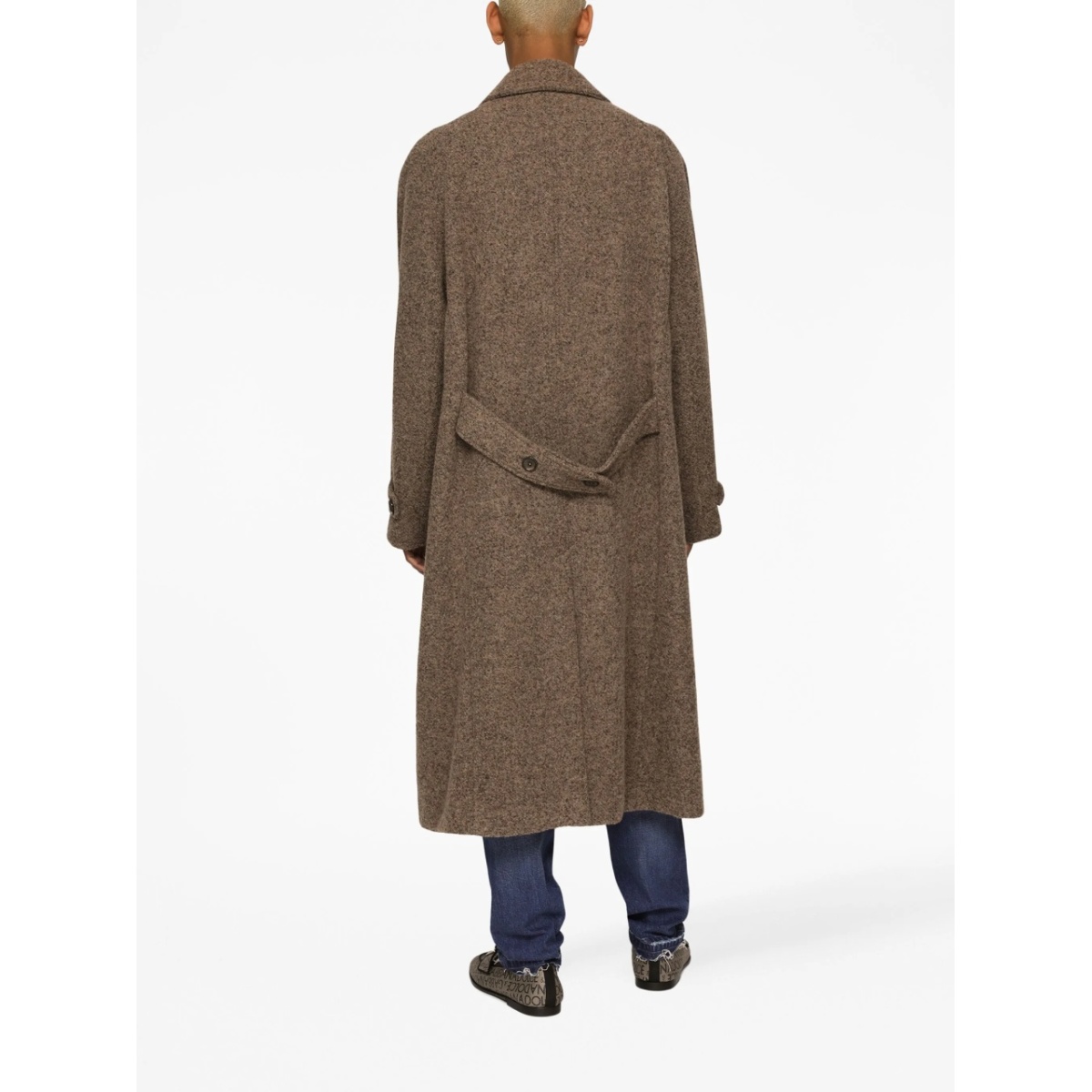 mélange-effect double-breasted coat - Img 4
