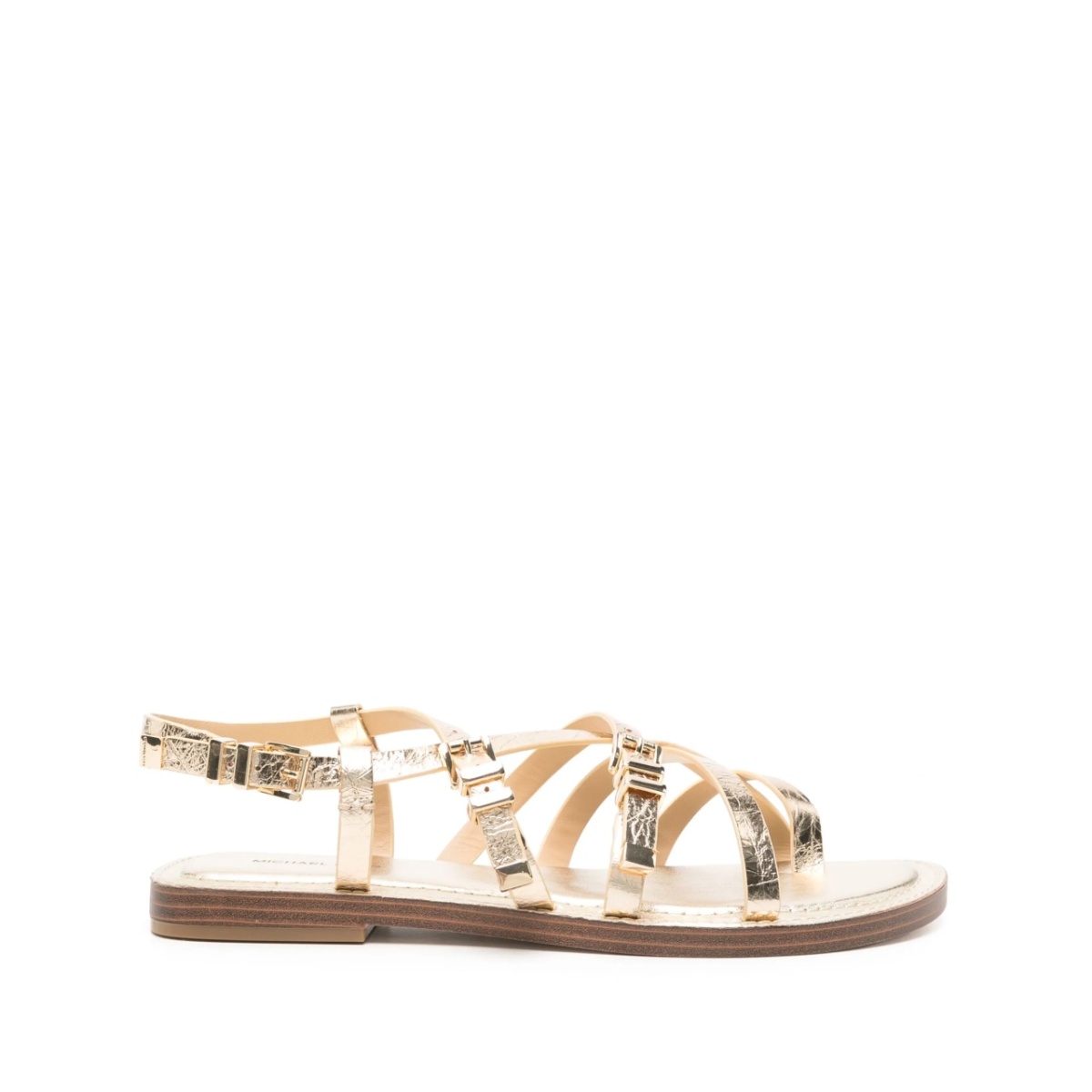 metallic flat sandals