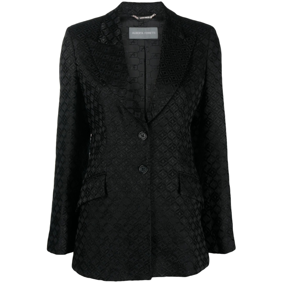 monogram-jacquard single-breasted blazer