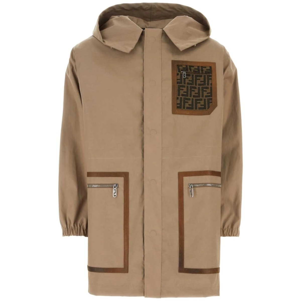 monogram-pattern print parka