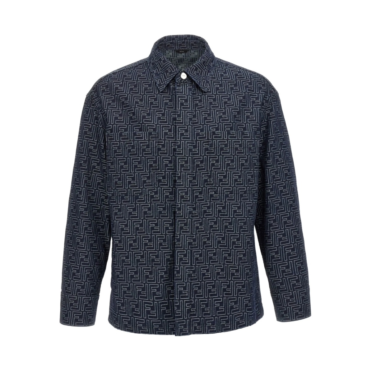 monogram-pattern shirt jacket