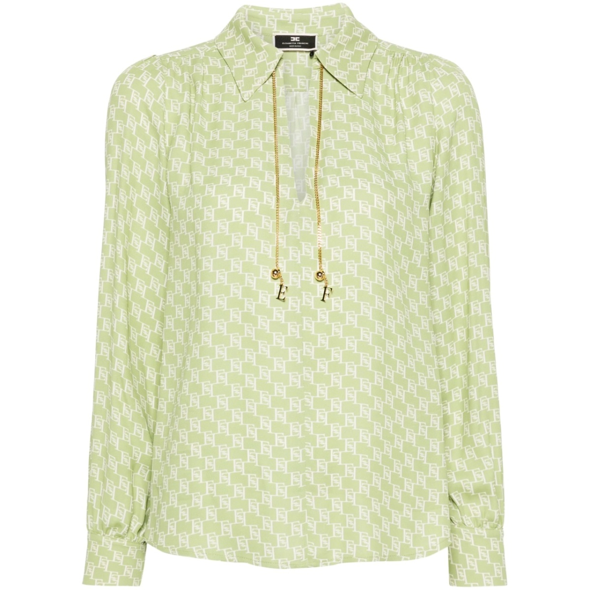 monogram-print cady blouse