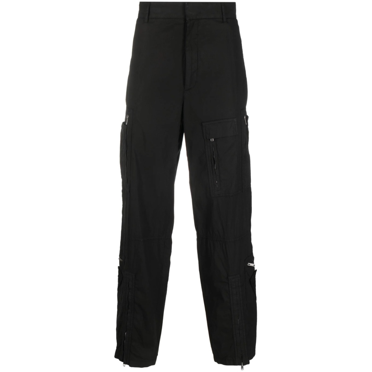 multiple zip-pockets poplin trousers