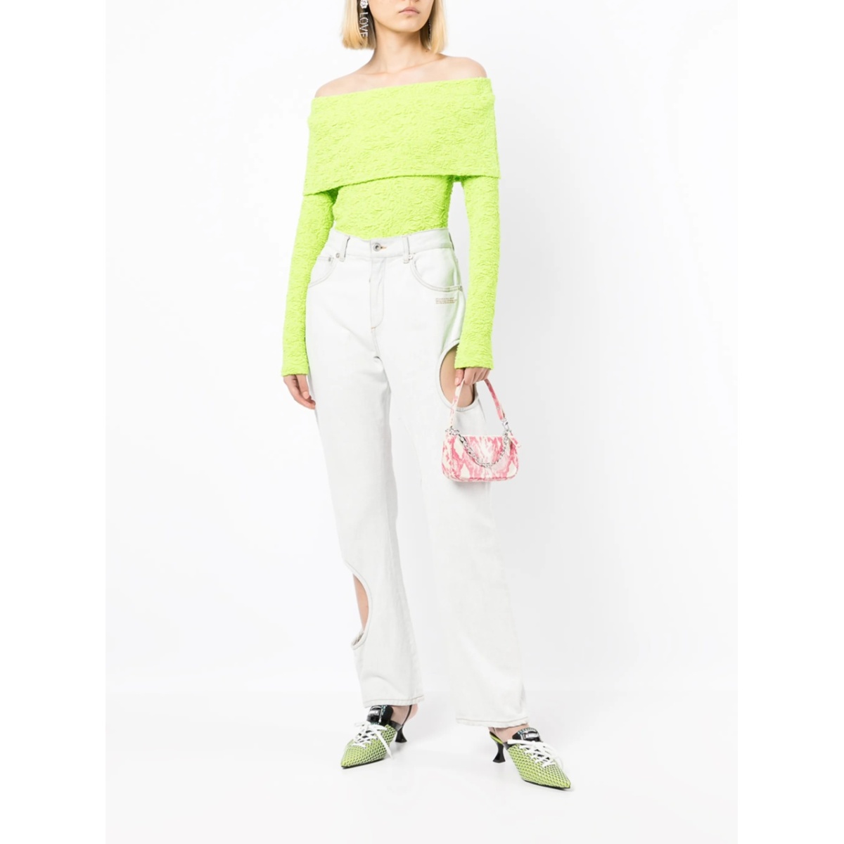 off-shoulder textured top - Img 2